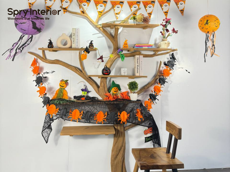 Wall Tree Bookshelf for Halloween 2024