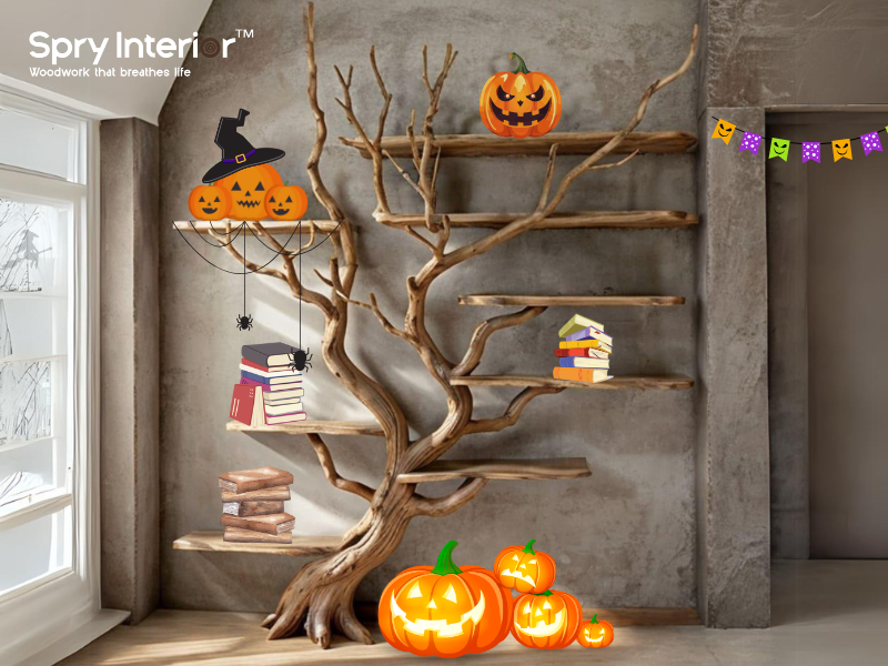 Standing Tree Bookshelf for Halloween 2024