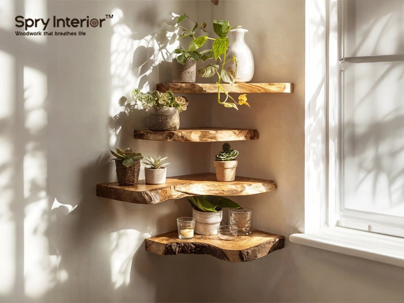 Corner Wood Floating Shelves