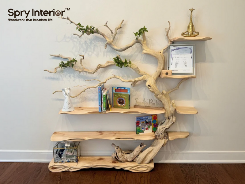 Natural Wood Bookshelf Nursery