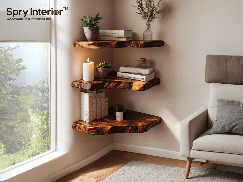 Dark Brown Floating Corner Shelf