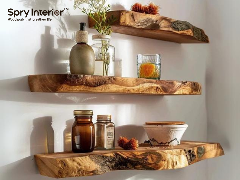 Live Edge Floating Corner Shelves