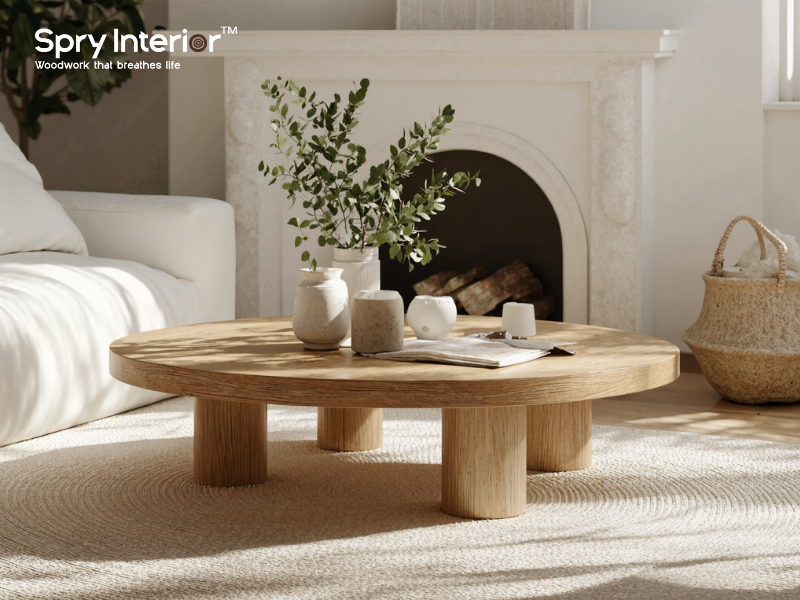 Round White Modern Coffee Table