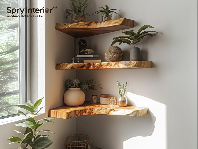 Wall Corner Wooden Shelf