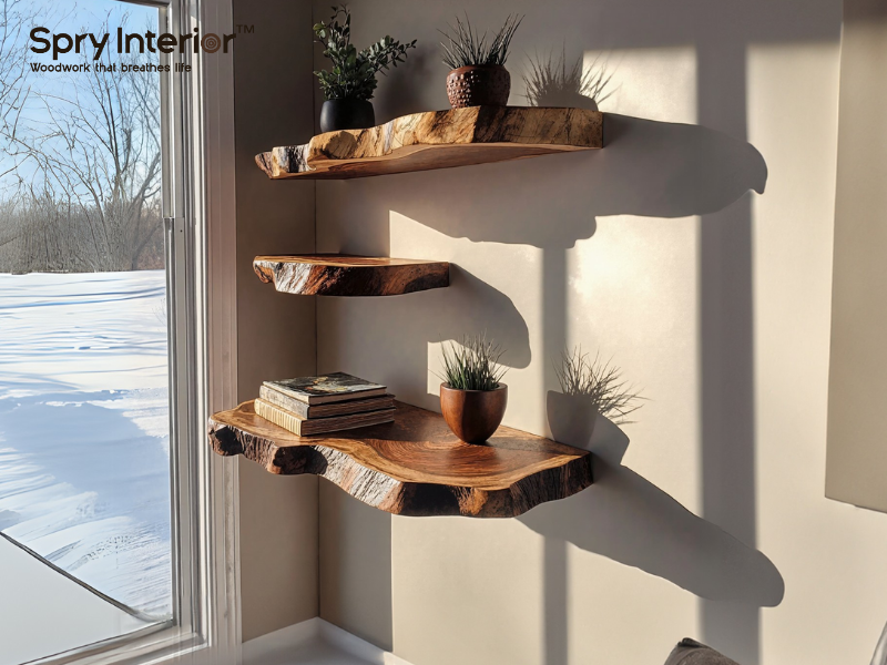 Wooden Wall Shelves with Brackets