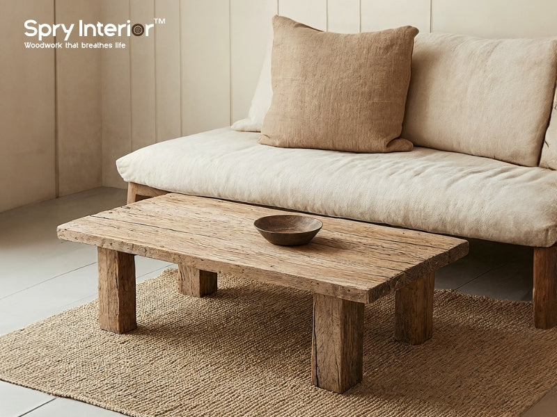 Big Square Wood Coffee Table – A Bold and Timeless Centerpiece for Your Living Room