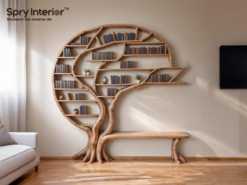 Modern Classic Minimalist Living Room - Achieving Timeless Elegance with a Tree Bookshelf