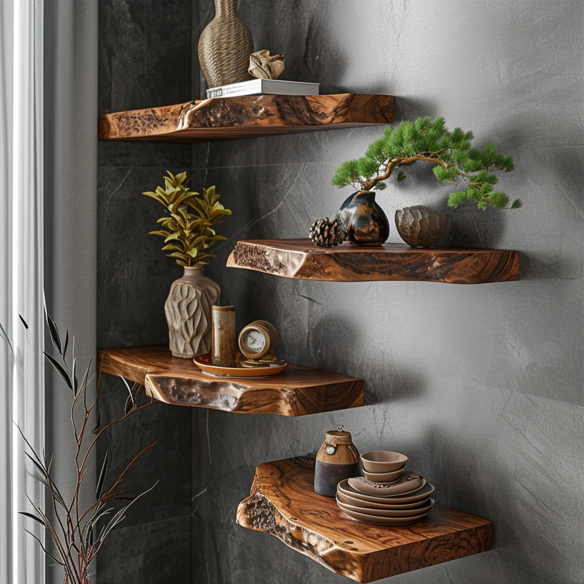 Floating Wood Shelf Display Shelf SINLFL028