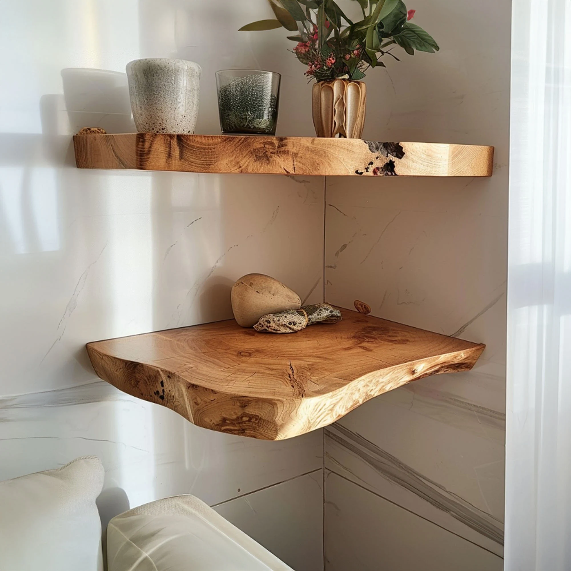 Live Edge Floating Corner Shelves SINLCN004