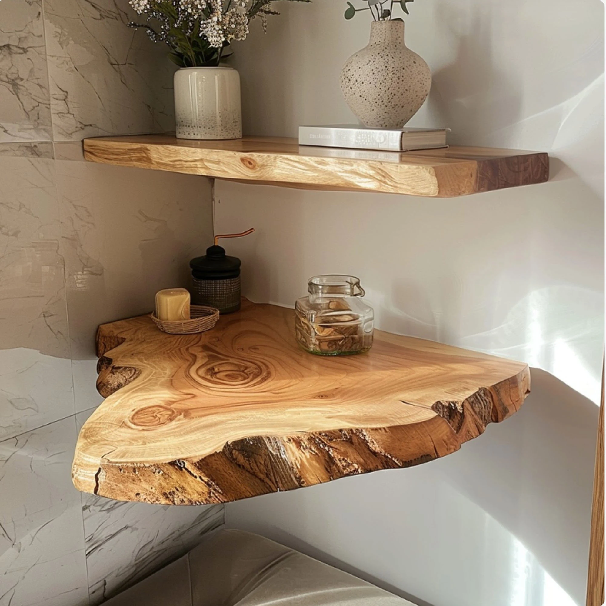 Live Edge Floating Corner Shelves SINLCN004