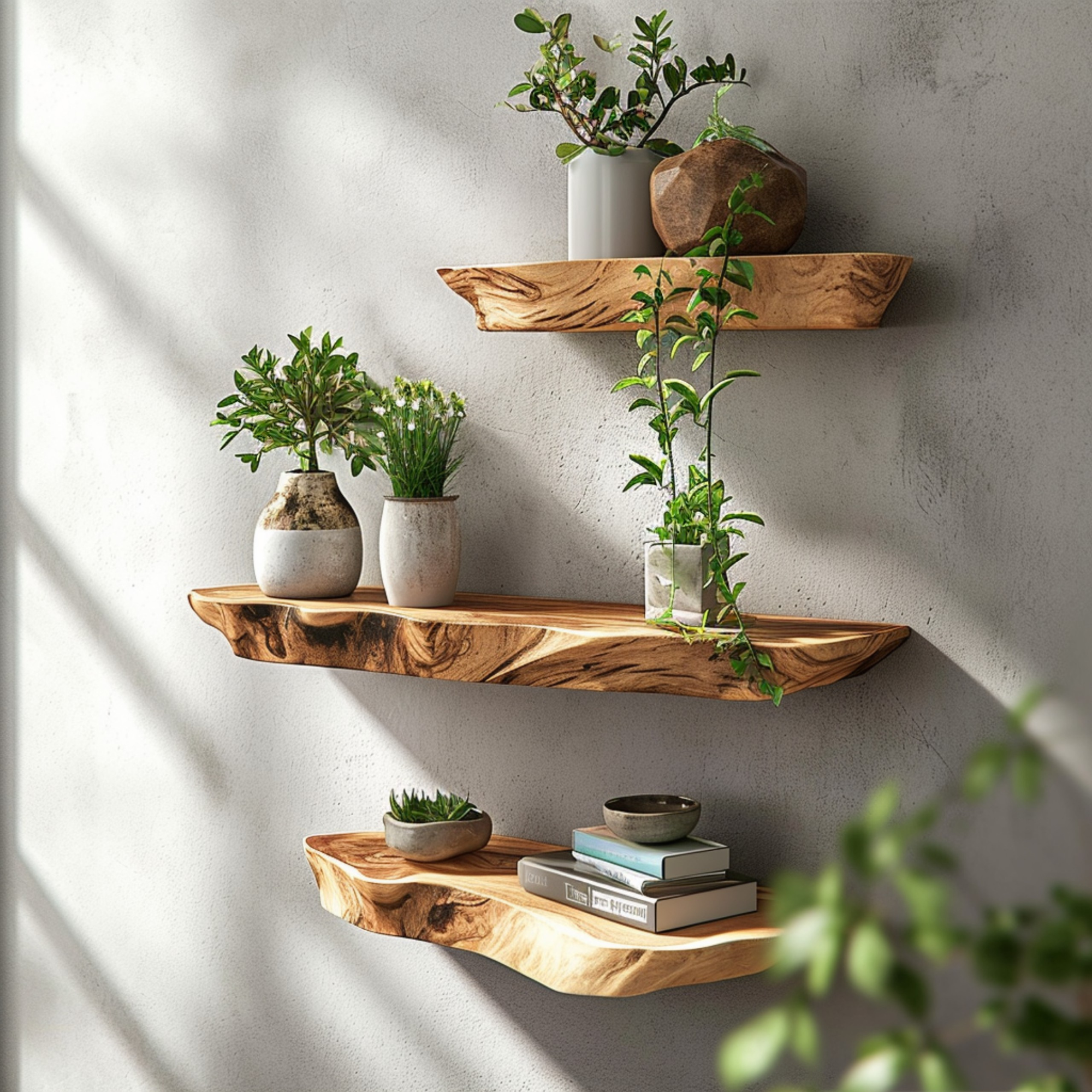 Live Edge Wooden Floating Shelf SINLFL031