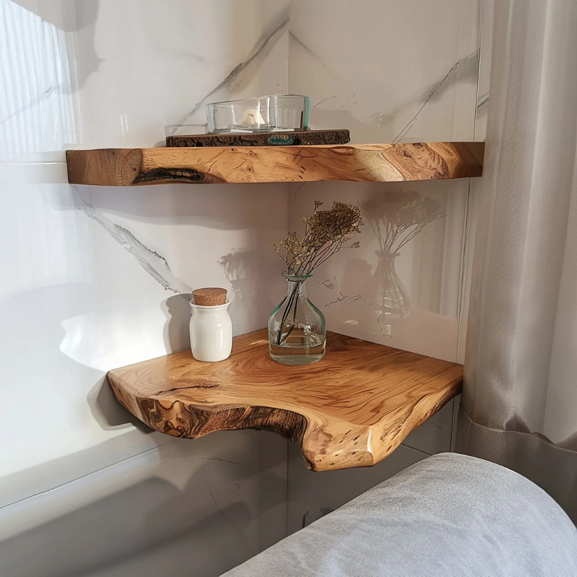 Live Edge Floating Corner Shelves SINLCN004