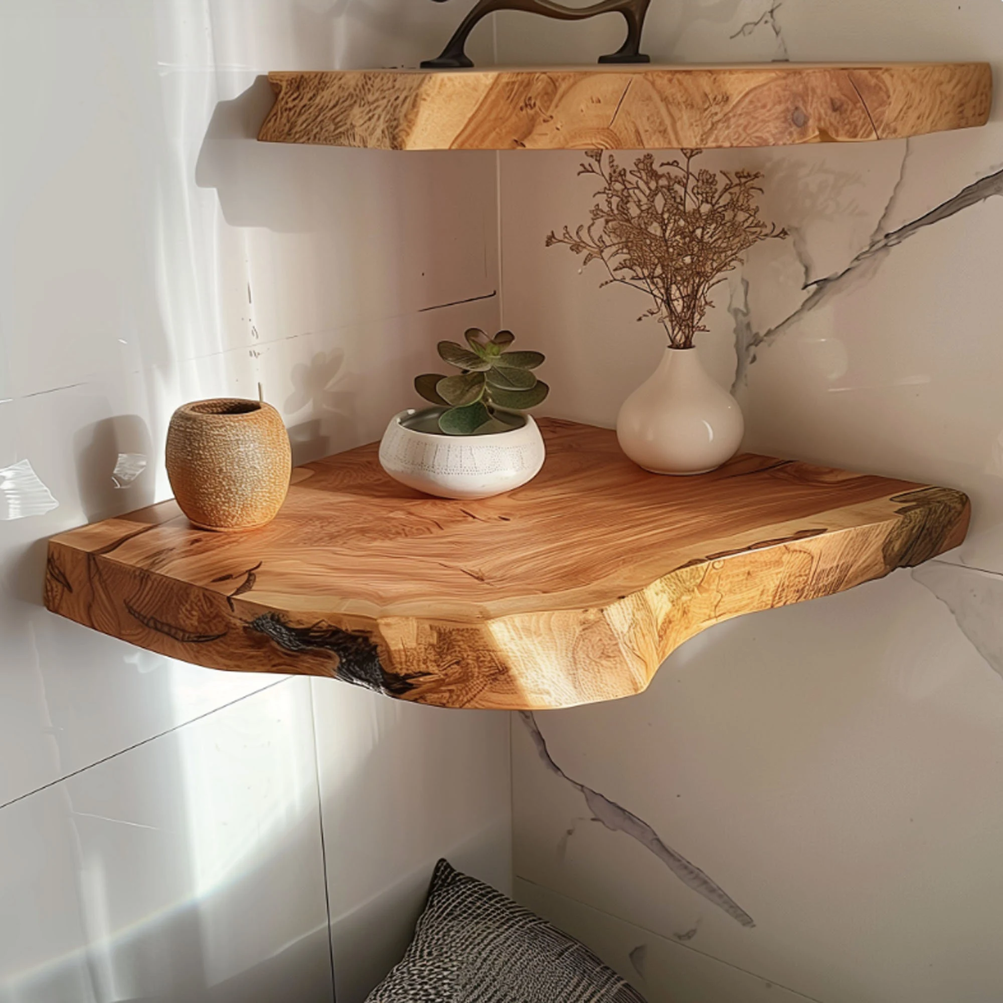 Live Edge Floating Corner Shelves SINLCN004