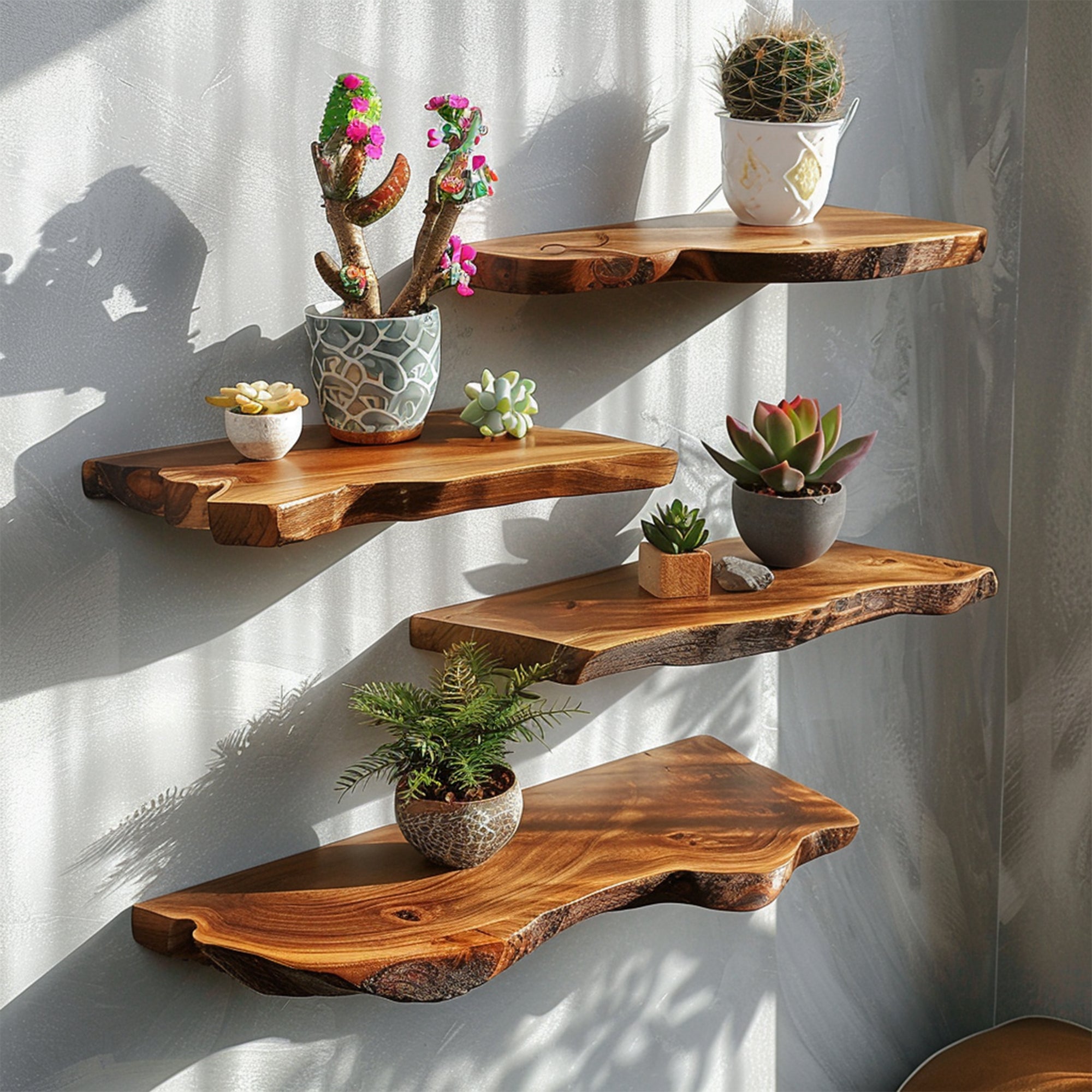 Rustic Wood Floating Edge Shelves Home Decor SILDTFL094