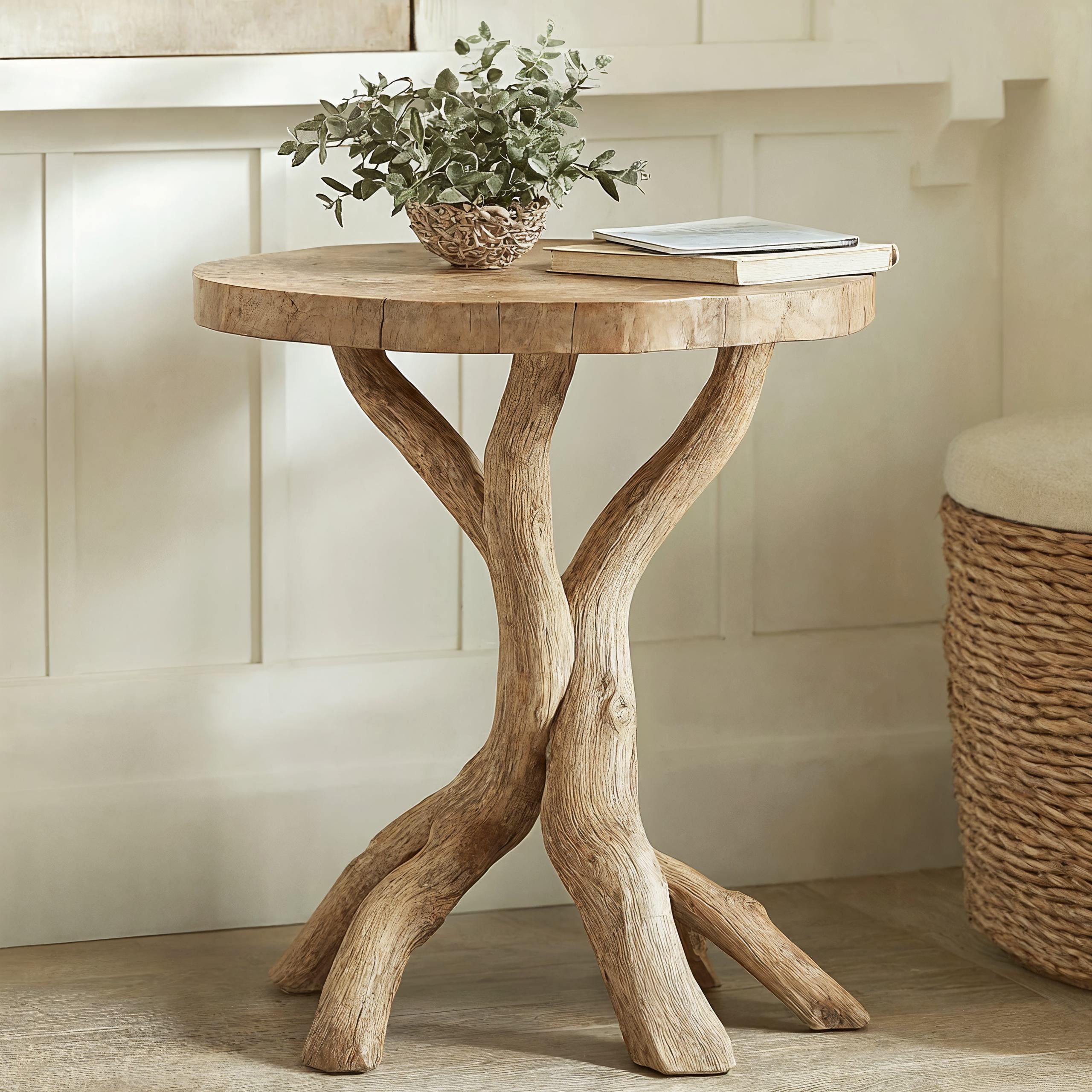 Rustic Round End Table Handcrafted End Table SILDTEN006