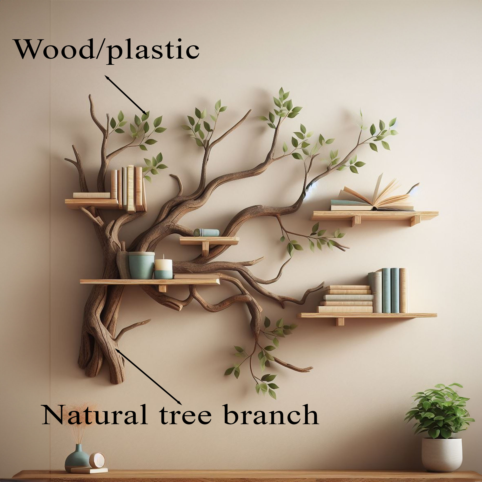 Tree Branch Shelf Driftwood Mini Bookcase SINLTBS002