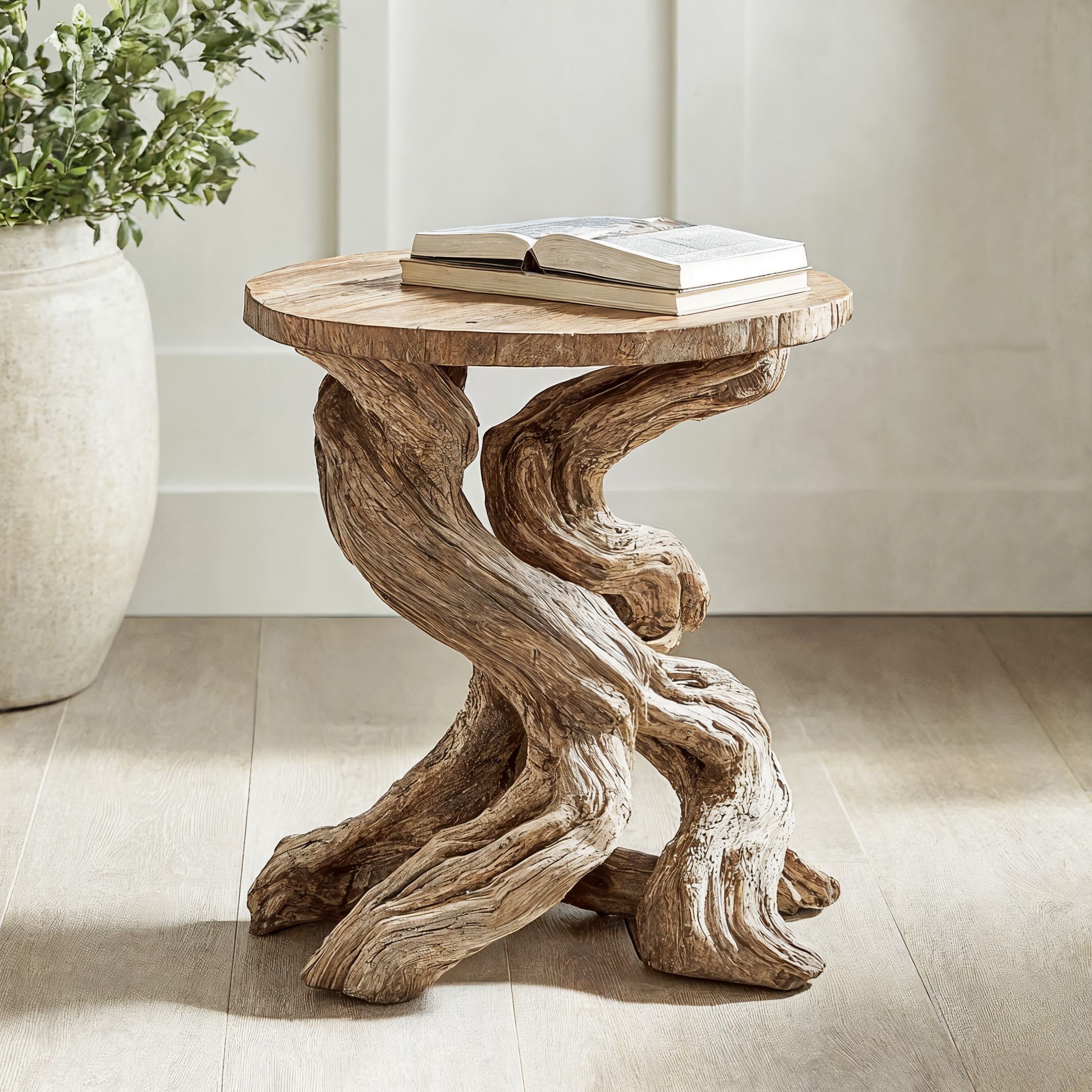 Rustic Round End Table Live Edge End Table SILDTEN007