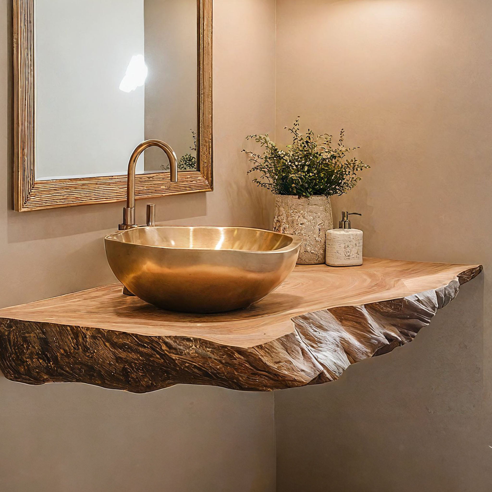 Live Edge Wood Bathroom Sink Shelf SILDTBRV049