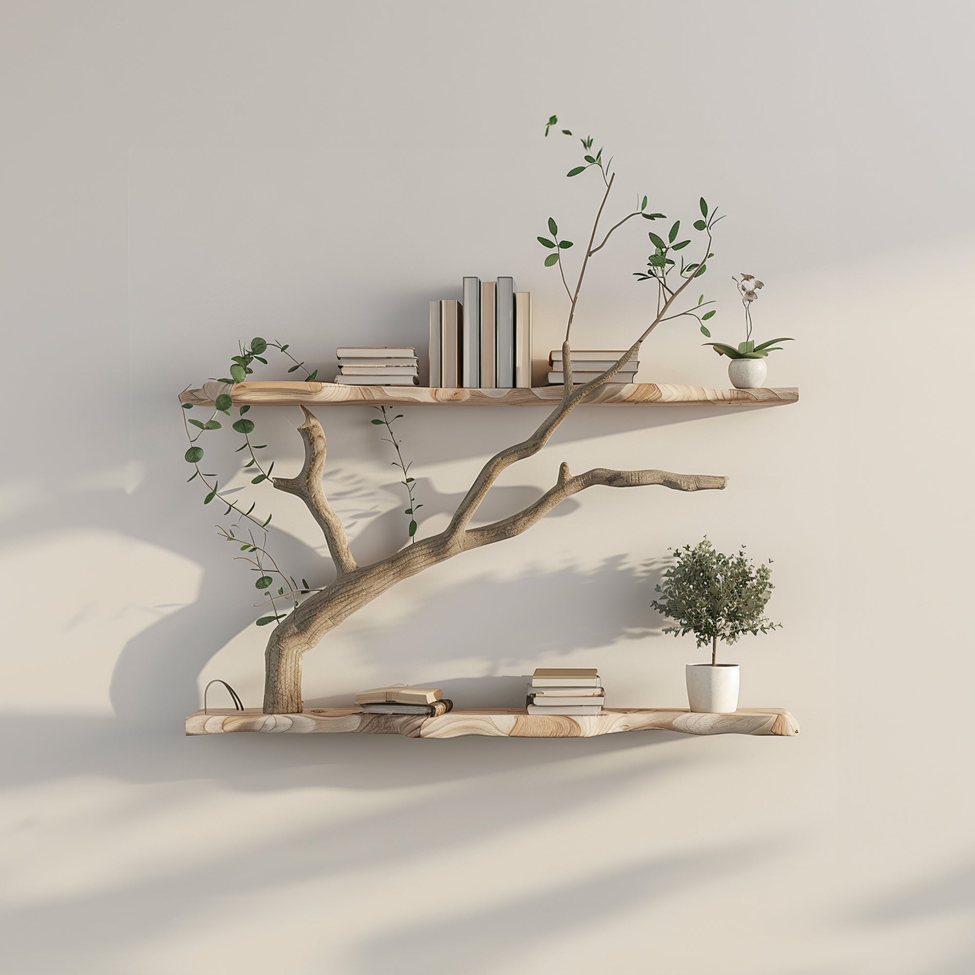 Tree Branch Driftwood Live Edge Floating Shelf Gift For Reader SINLTBS009