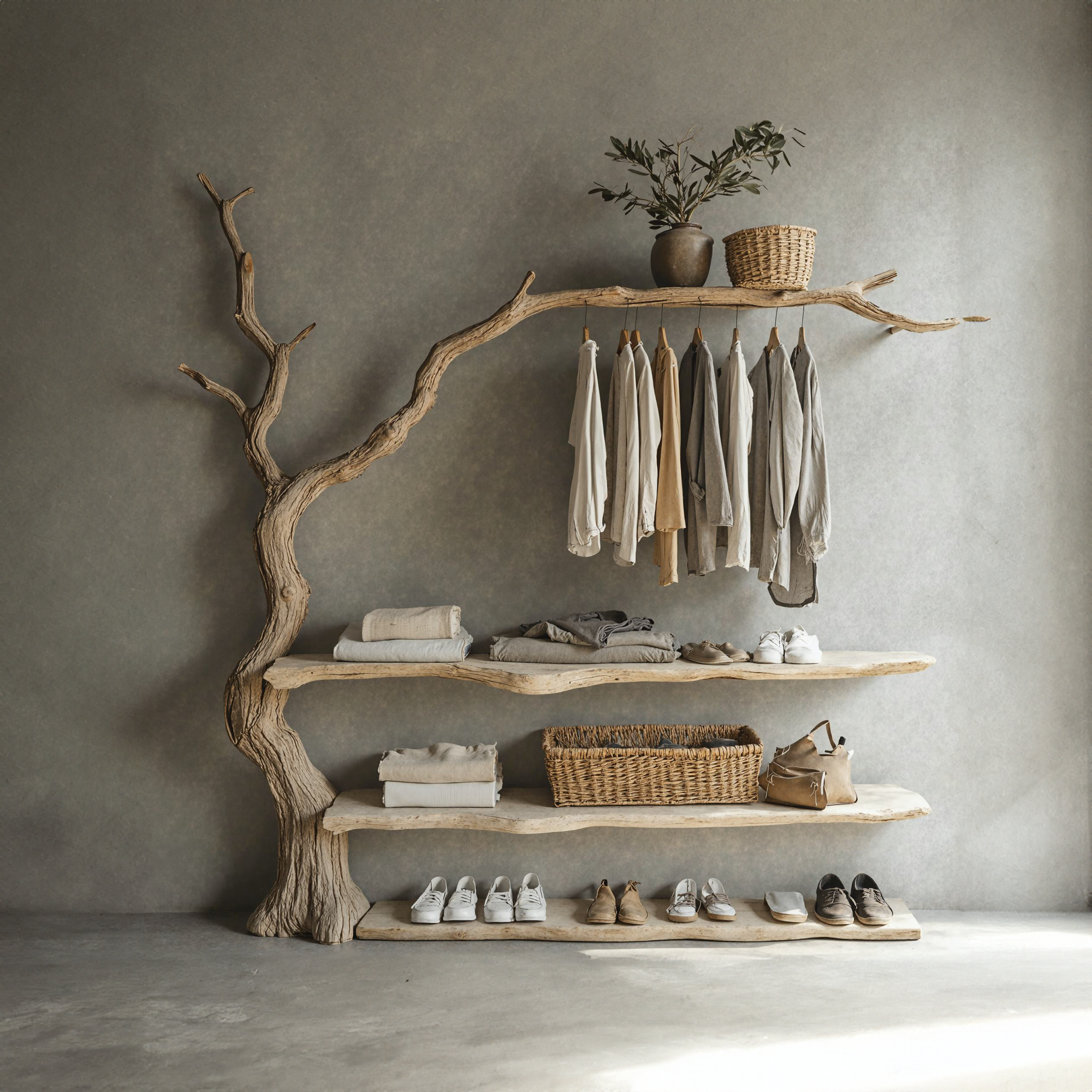 Tree Branch Standing Coat Rack Wall Mount Coat Rack Shoe Storage SINLTB104