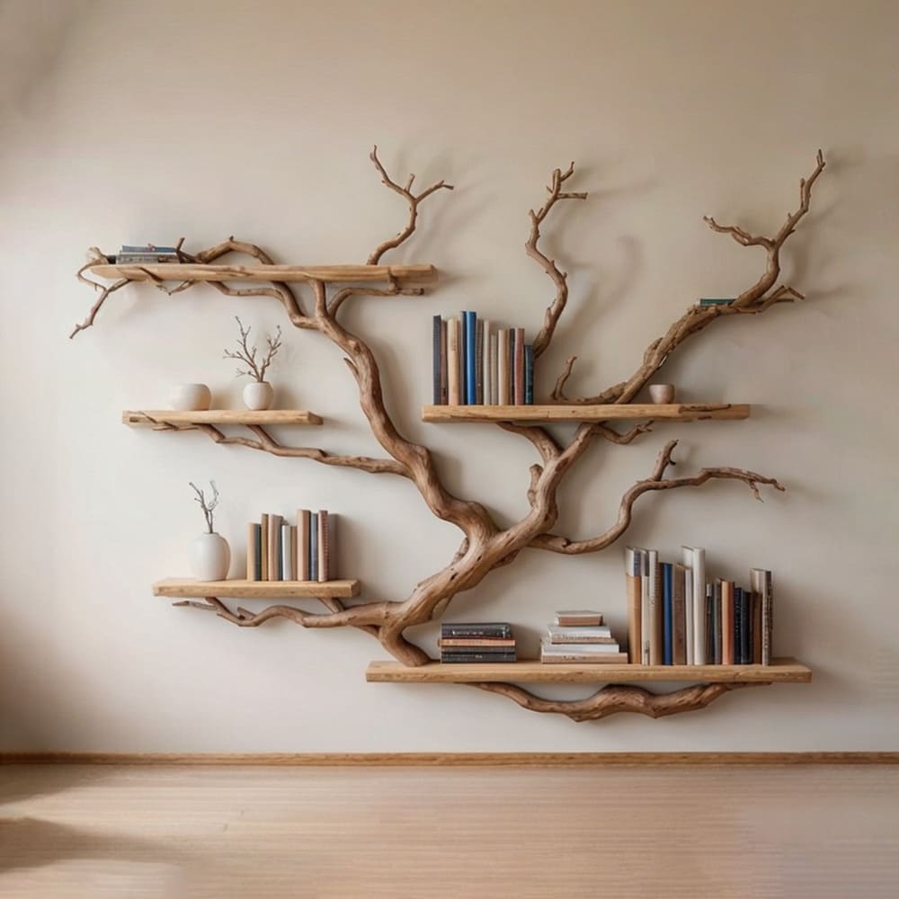 Tree Bookshelf Solid Wood Driftwood Bookcase SINLTB072