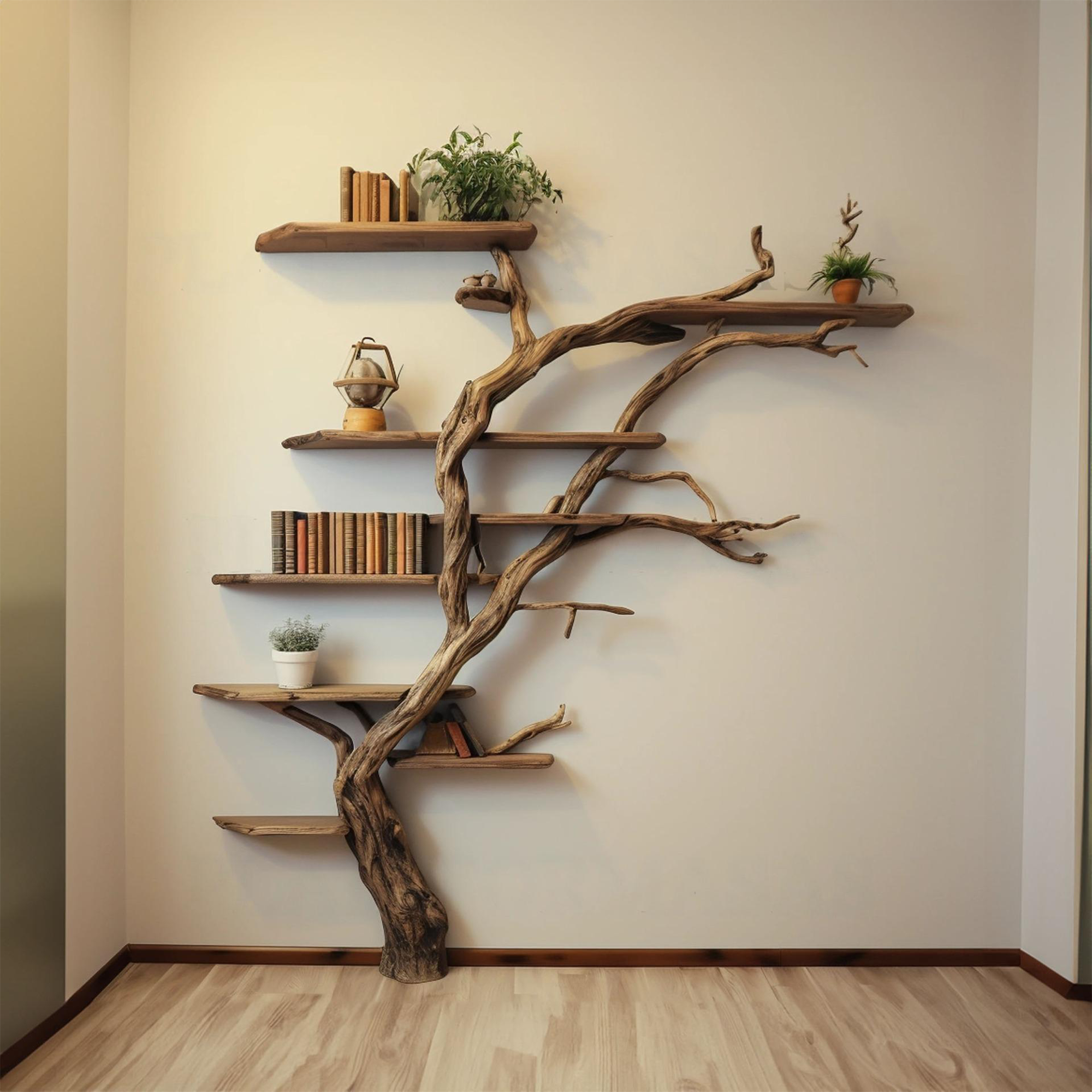 Narrow Wild Mulberry Wood Tree Shelf On Wall Mount Seasonal Celebrations SINLTB005