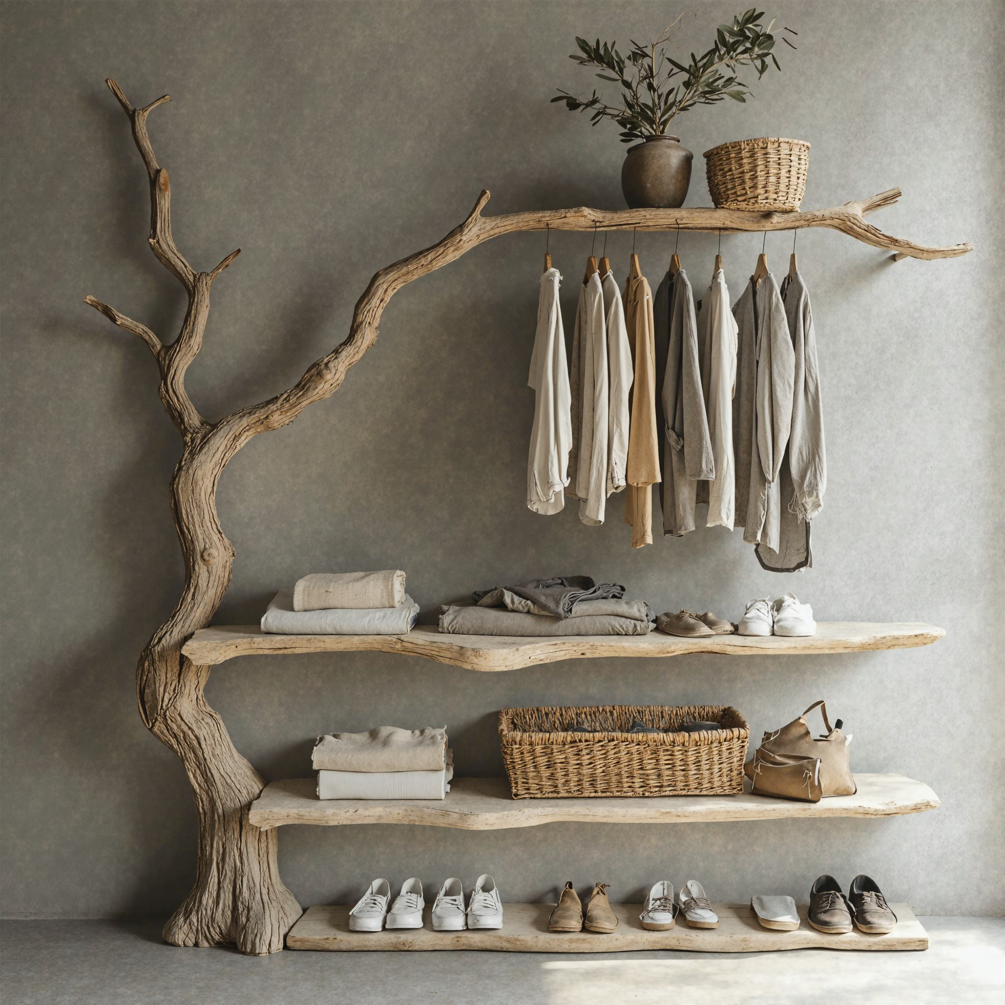 Tree Branch Standing Coat Rack Wall Mount Coat Rack Shoe Storage SINLTB104