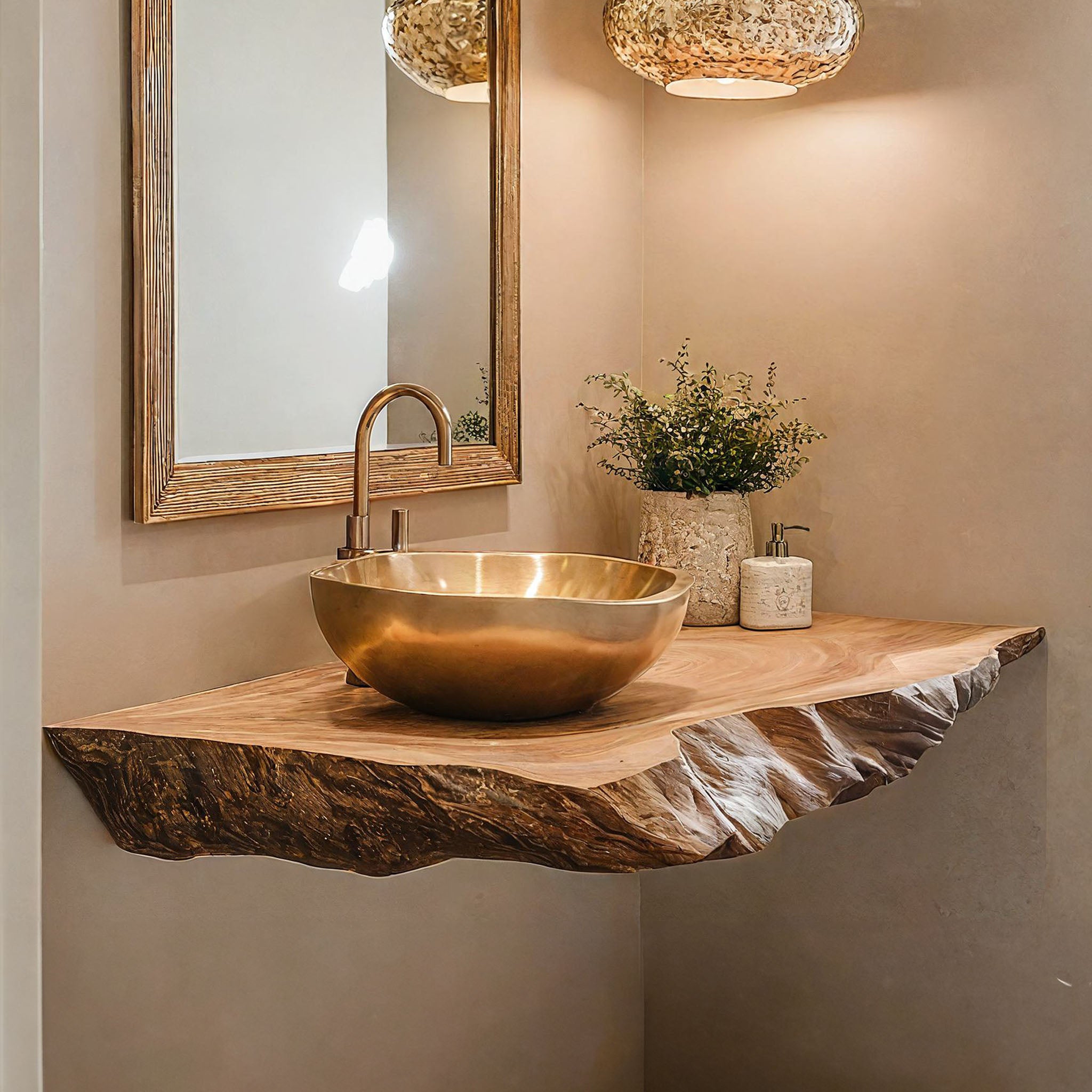 Live Edge Wood Bathroom Sink Shelf SILDTBRV049