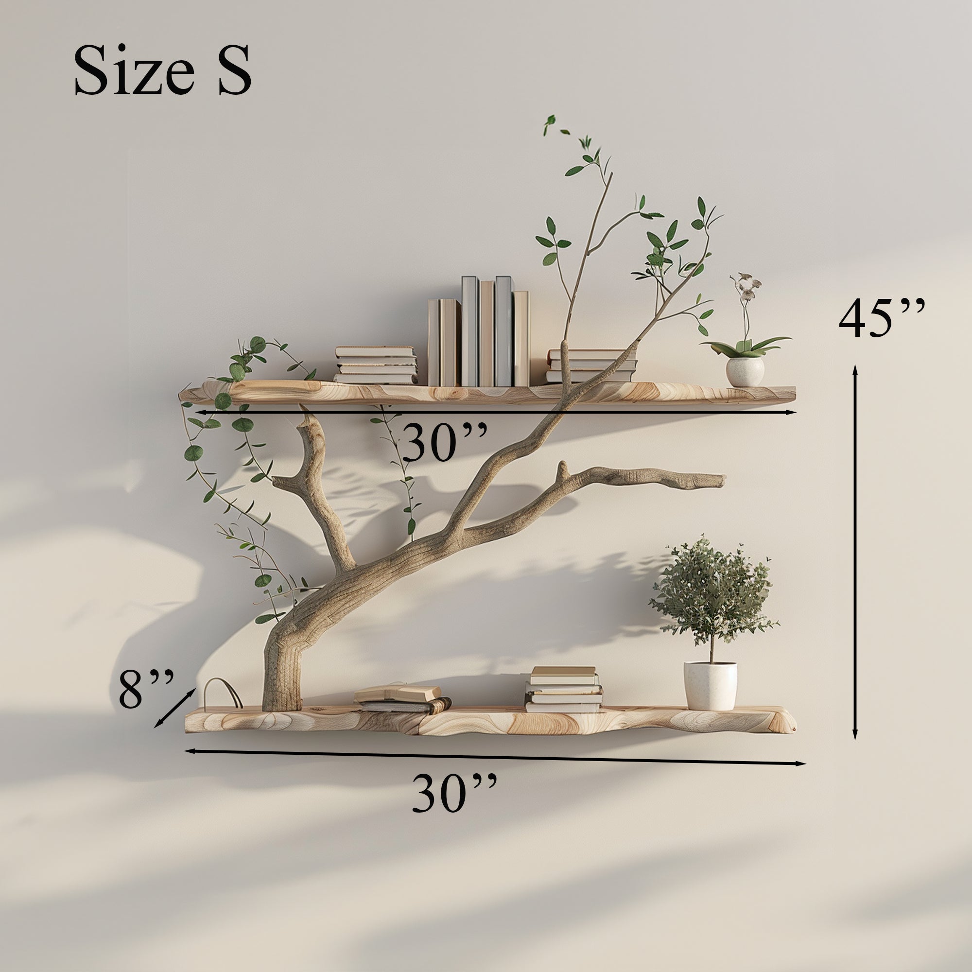 Tree Branch Driftwood Live Edge Floating Shelf Gift For Reader SINLTBS009