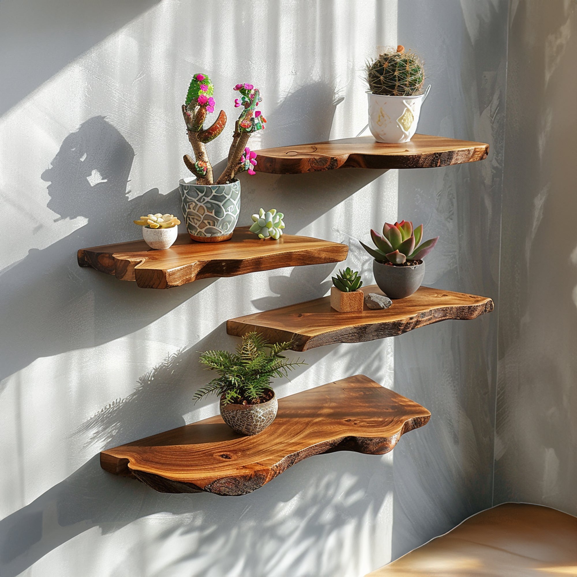 Rustic Wood Floating Edge Shelves Home Decor SILDTFL094