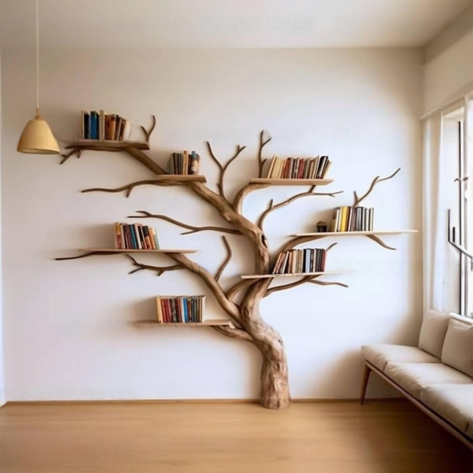 Artistic Wild Mulberry Solid Wood Tree Bookshelf For Living Room SINLTB016