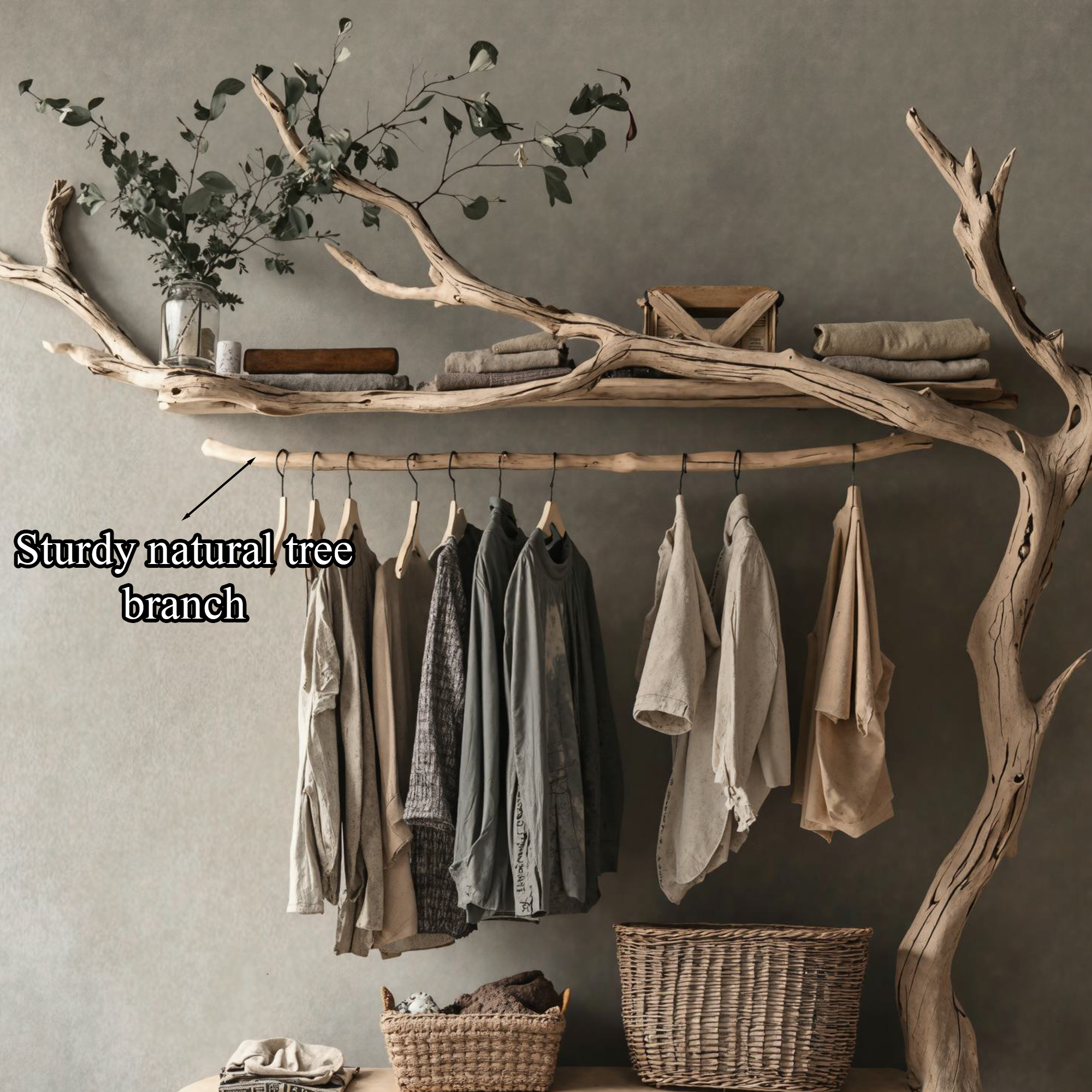 Standing Corner Rack Tree Branch Rustic Coat Hanger Coat Rack SINLTB103