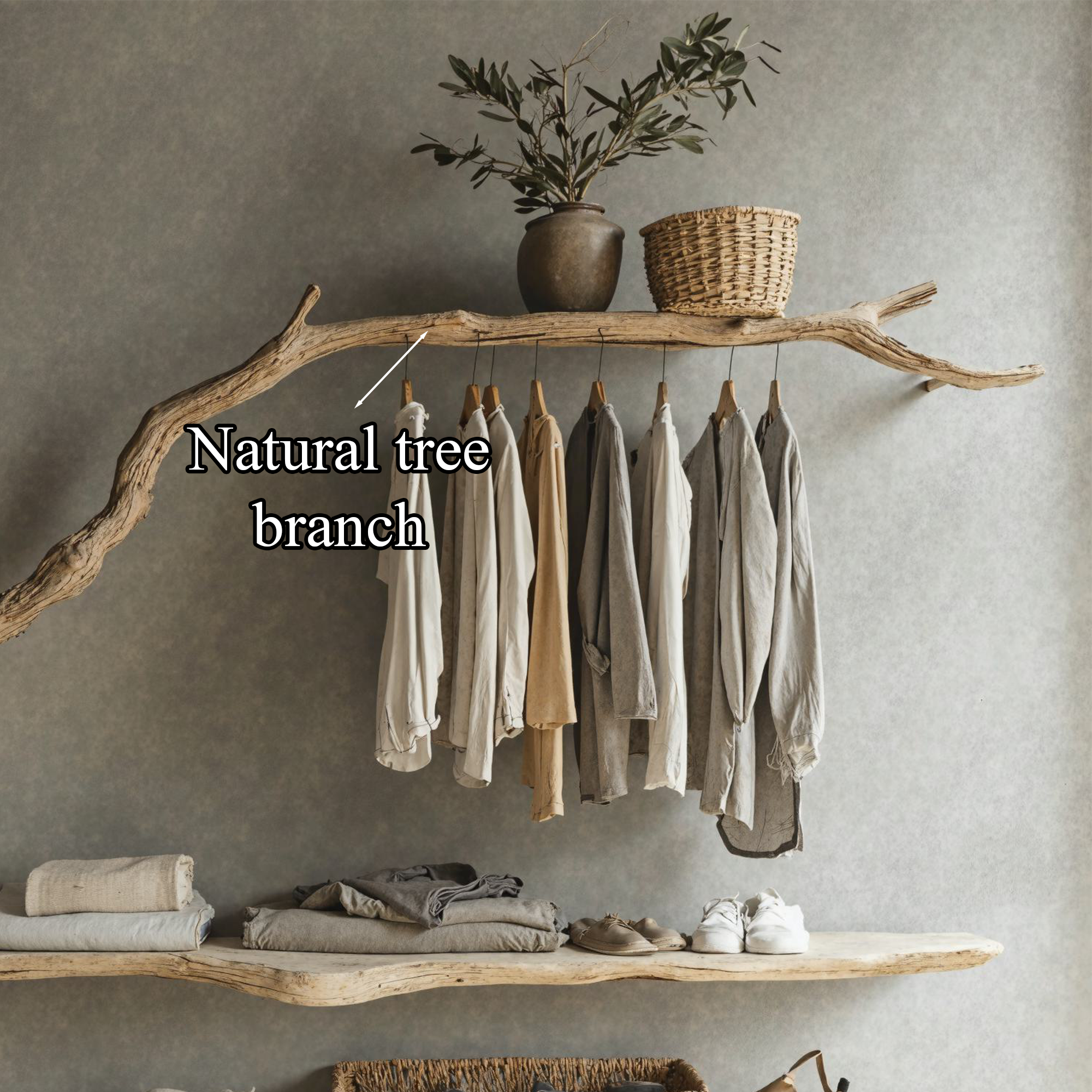 Tree Branch Standing Coat Rack Wall Mount Coat Rack Shoe Storage SINLTB104