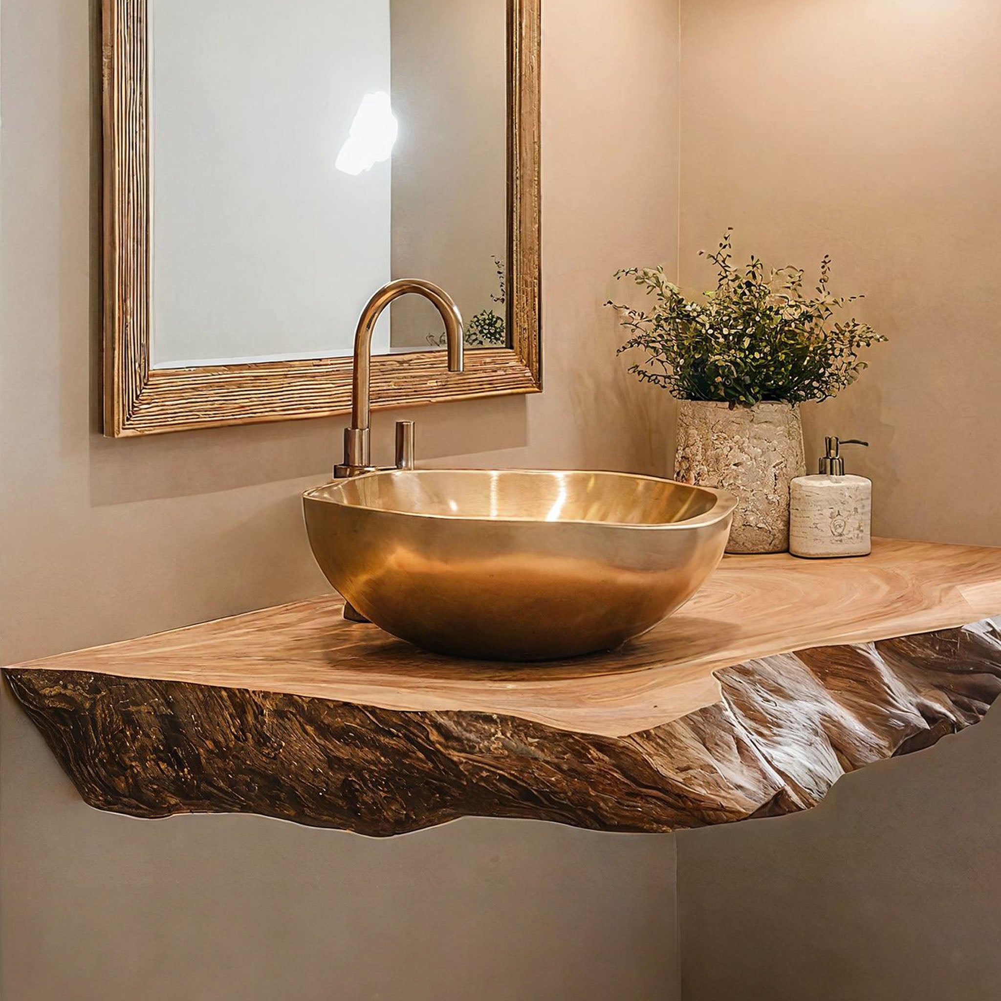 Live Edge Wood Bathroom Sink Shelf SILDTBRV049