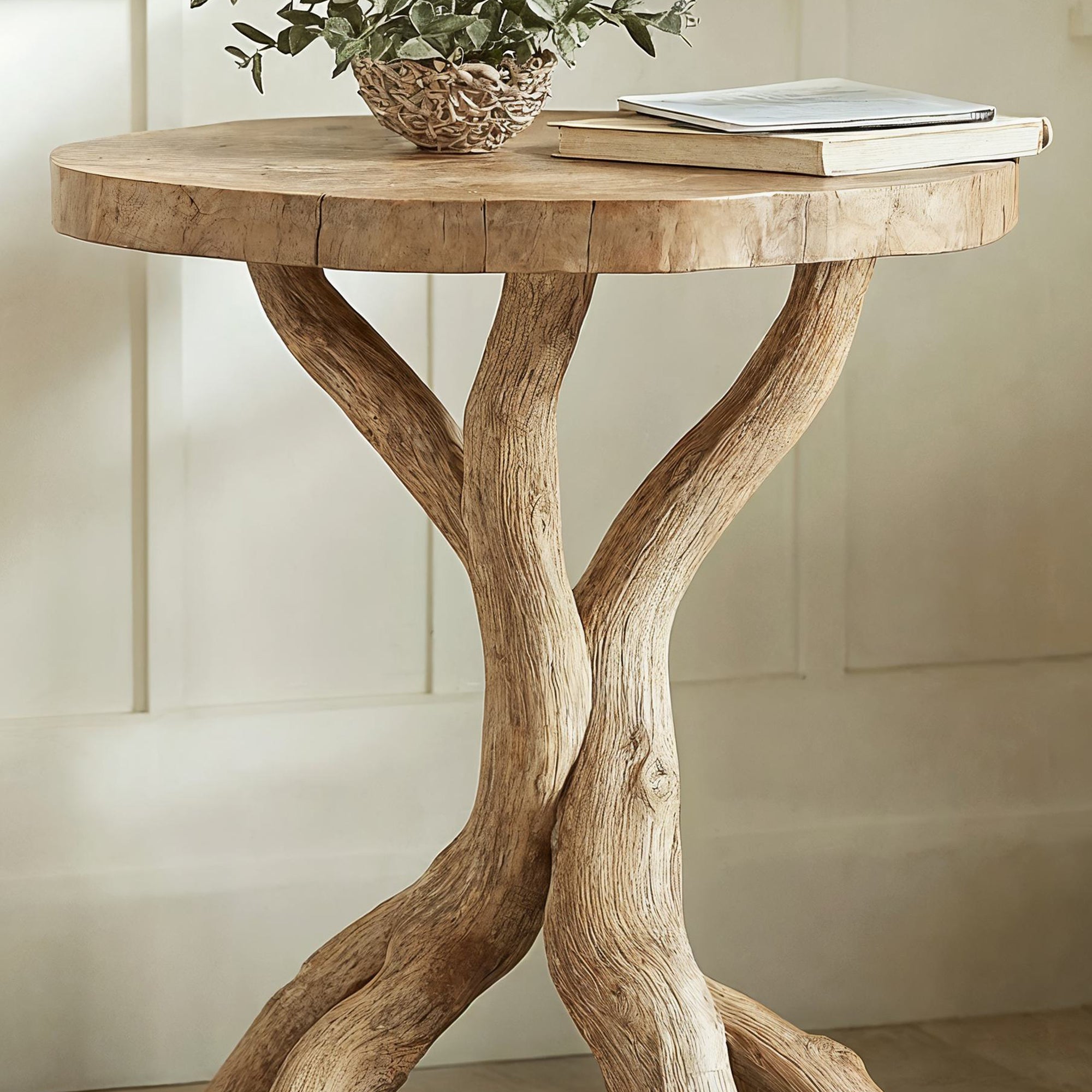 Rustic Round End Table Handcrafted End Table SILDTEN006