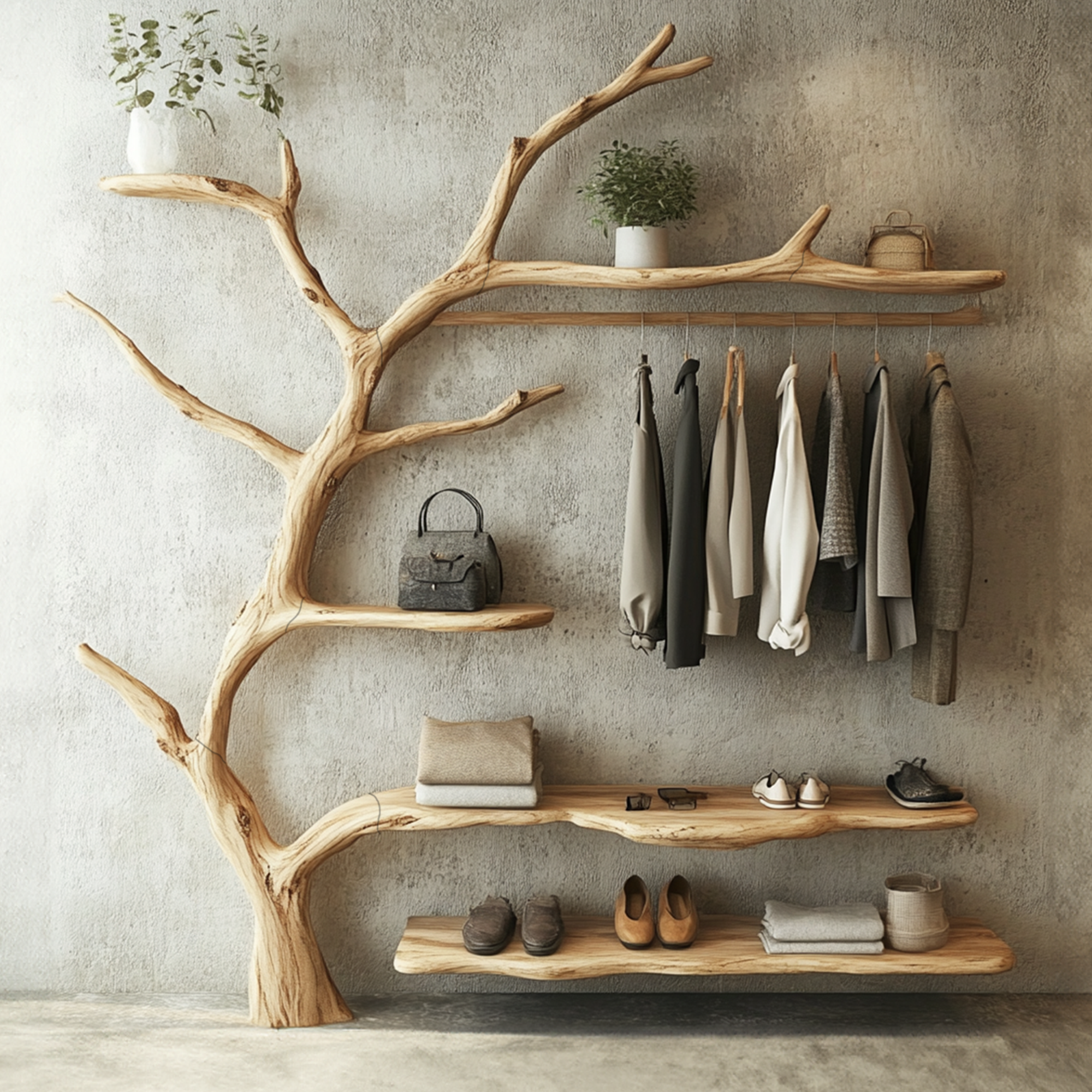 Solid Wood Coat Rack Wall Mount Wooden Shoe Stand Coat Rack SINLTB092