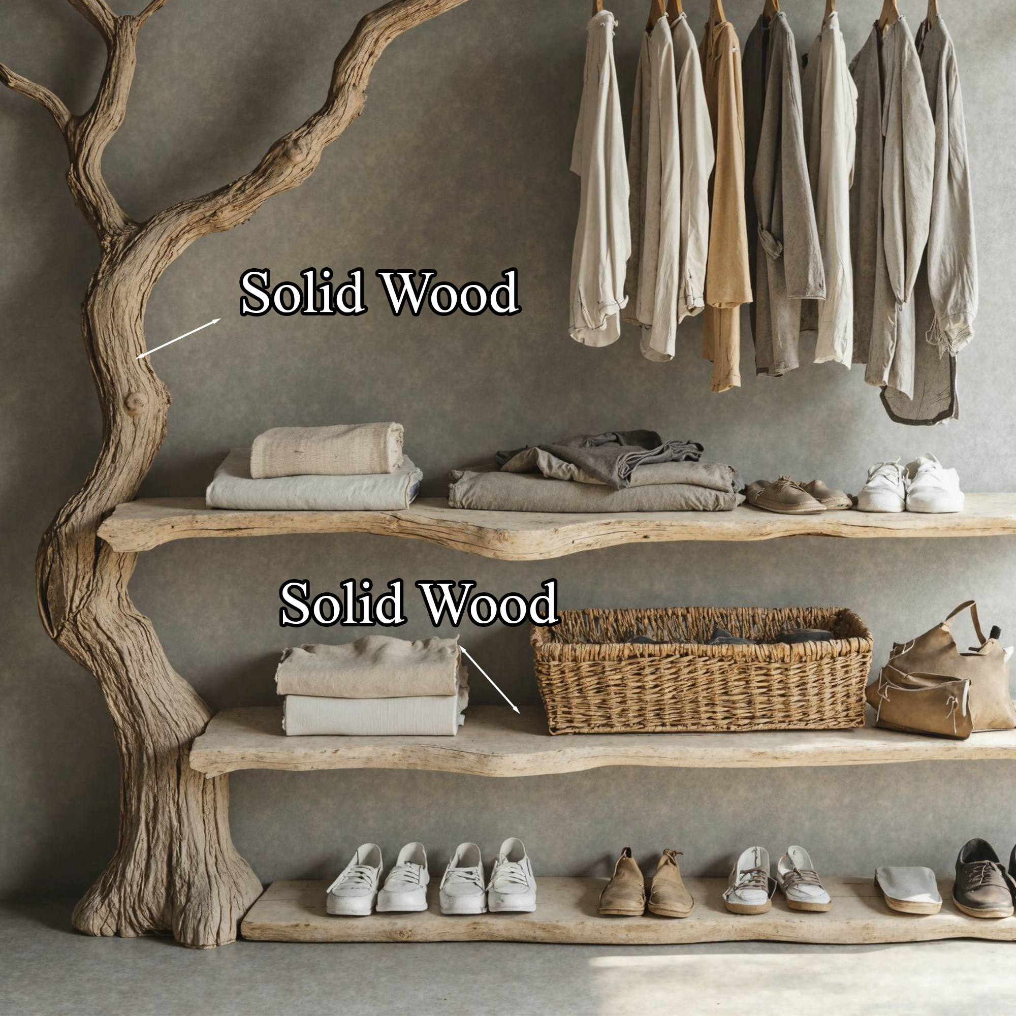 Tree Branch Standing Coat Rack Wall Mount Coat Rack Shoe Storage SINLTB104