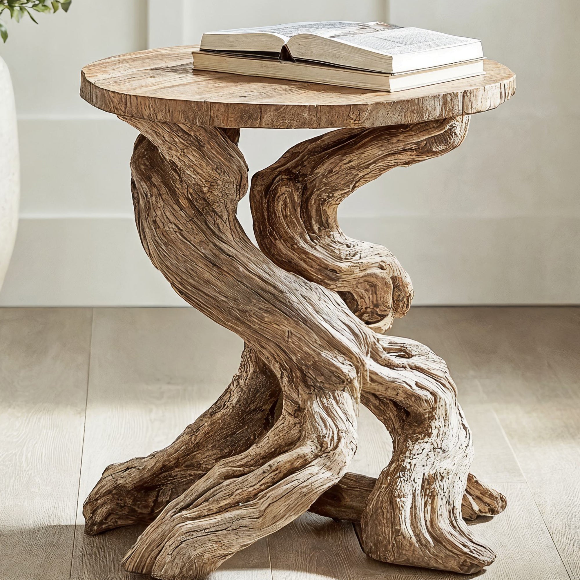 Rustic Round End Table Live Edge End Table SILDTEN007