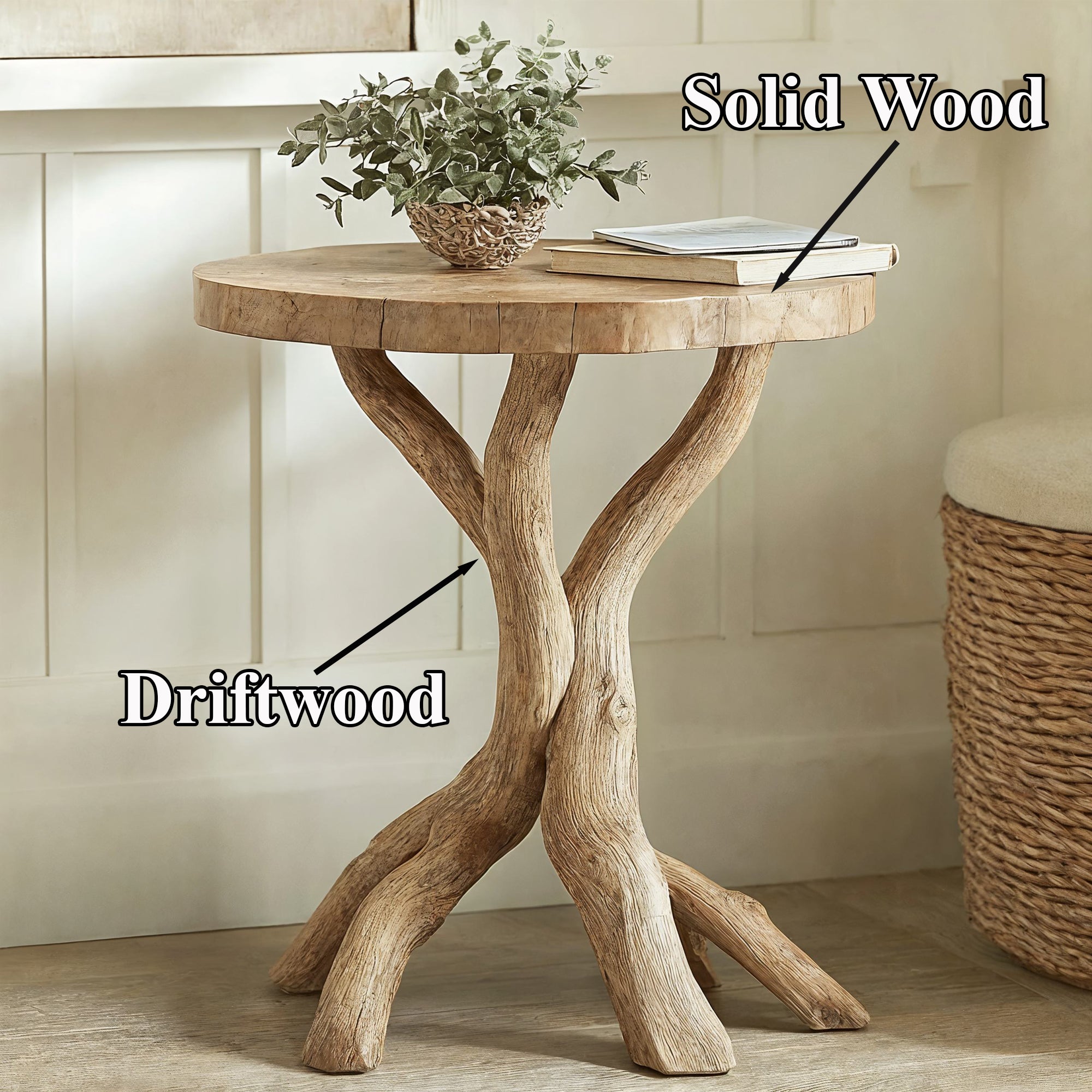 Rustic Round End Table Handcrafted End Table SILDTEN006