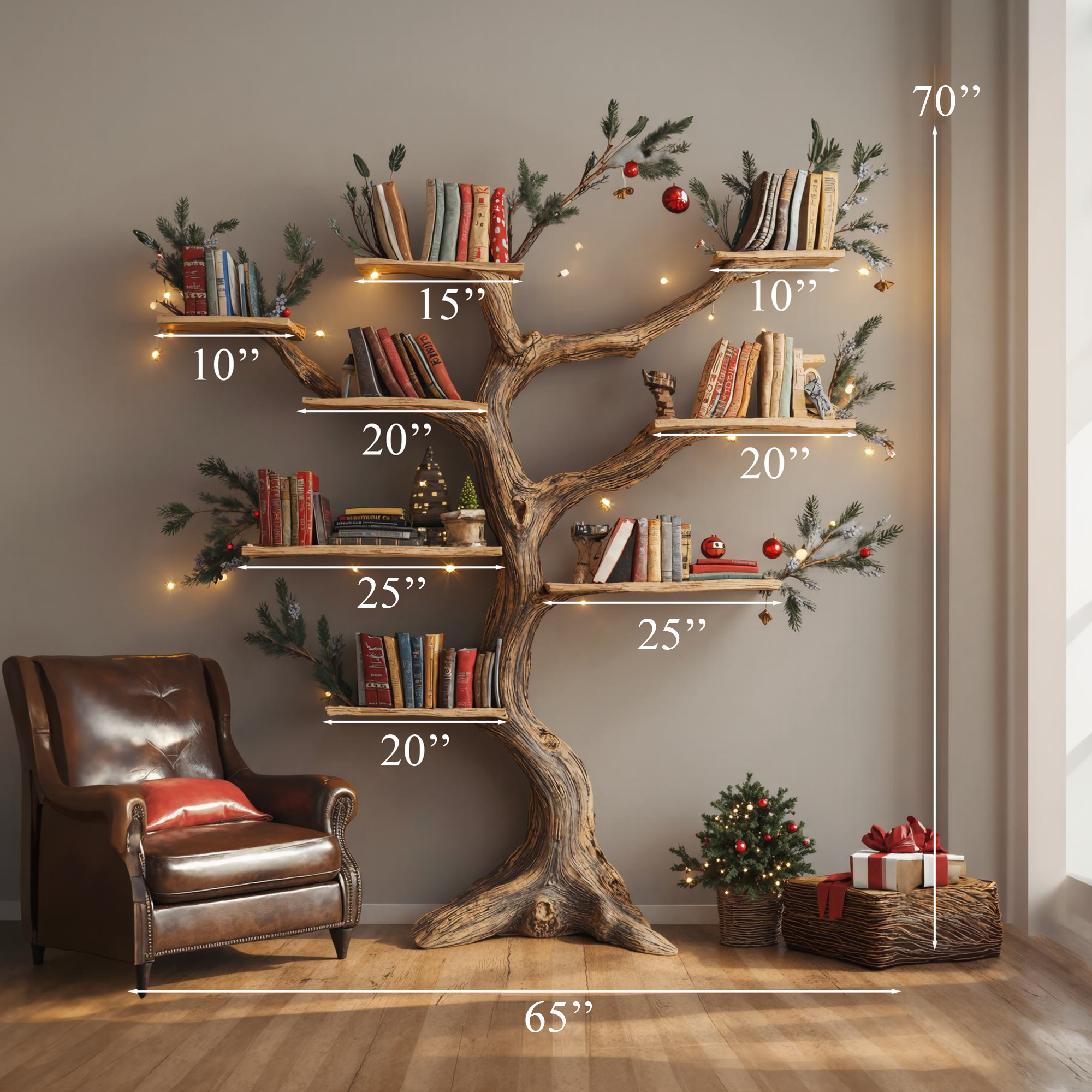 Tree Corner Bookcase Floating Bookshelf SINLTB076