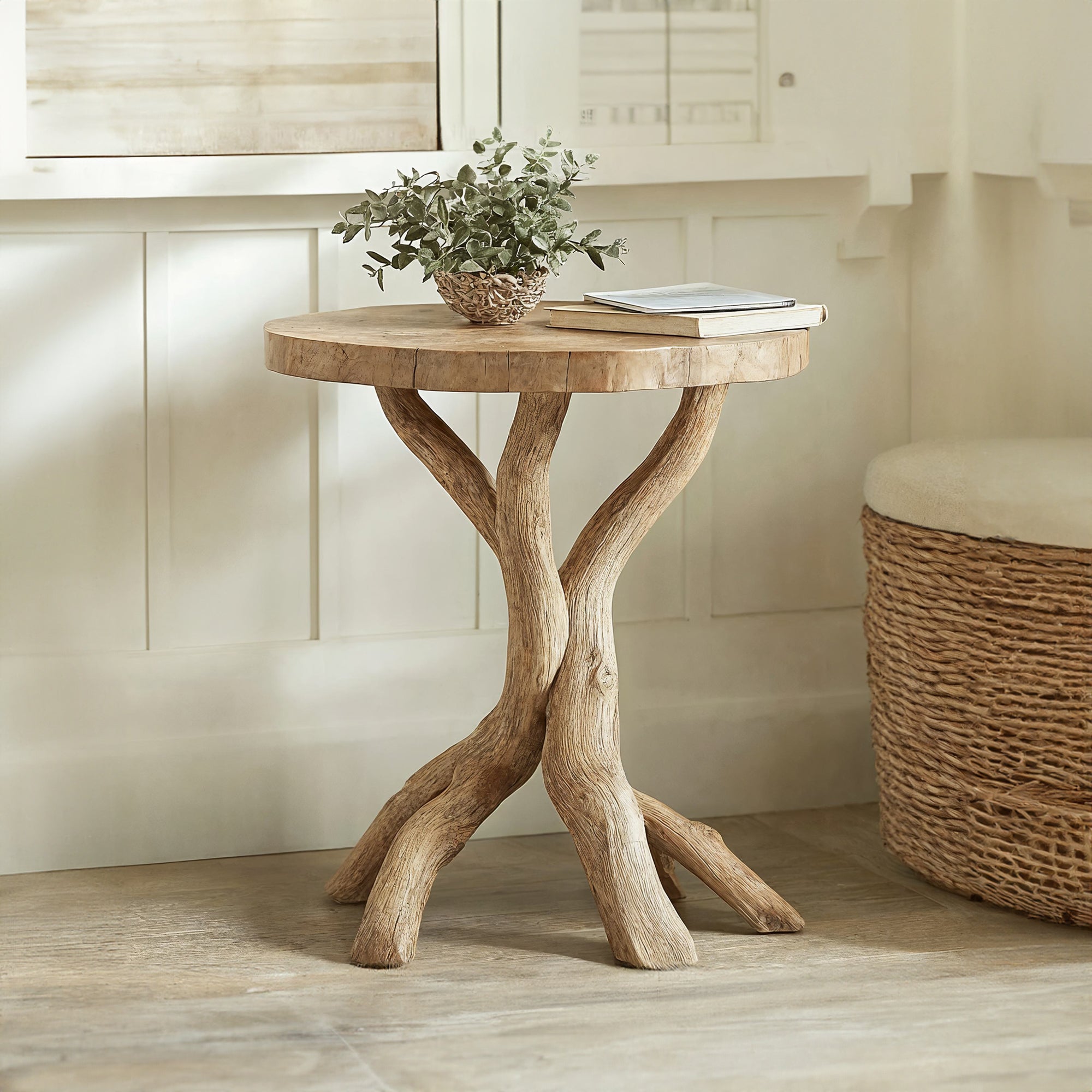 Rustic Round End Table Handcrafted End Table SILDTEN006