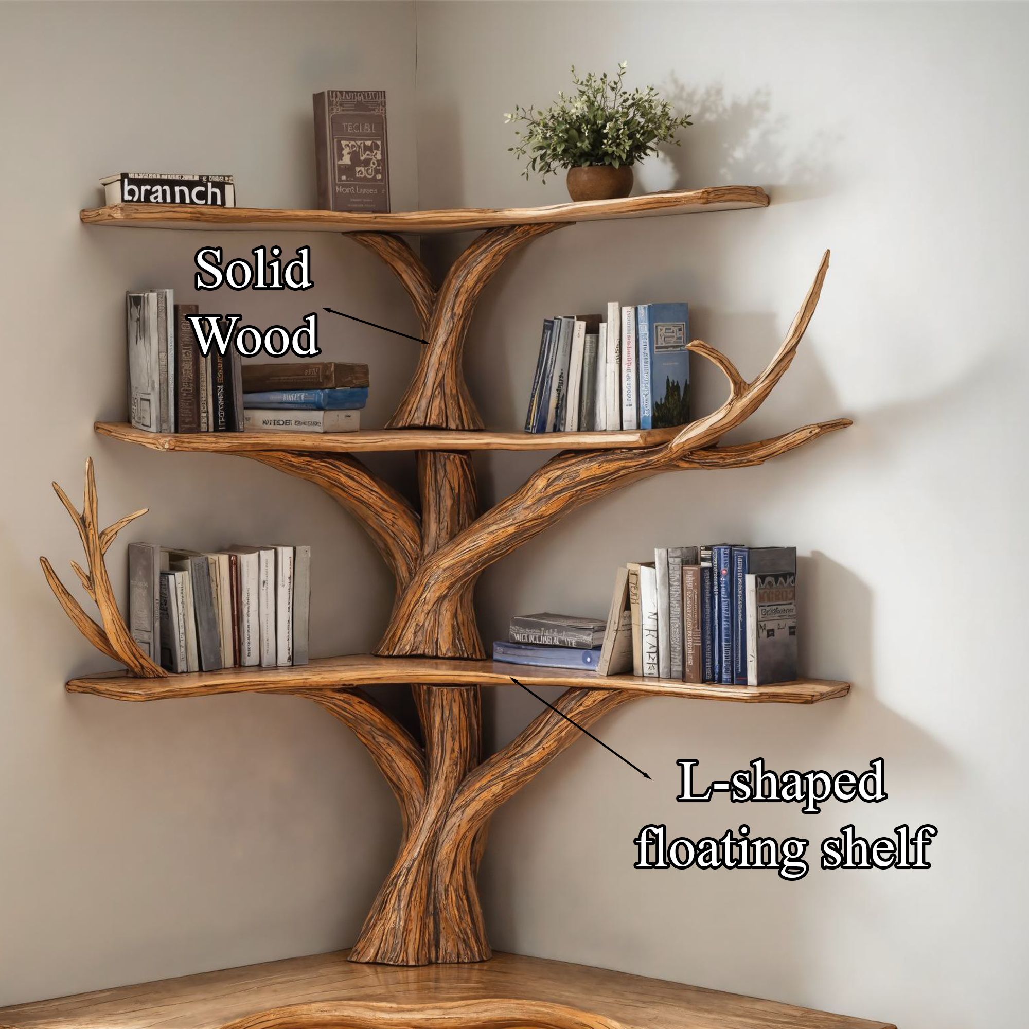 Tree Bookshelf With Corner Bench Lshaped Bench Driftwood Branch SINLTB106