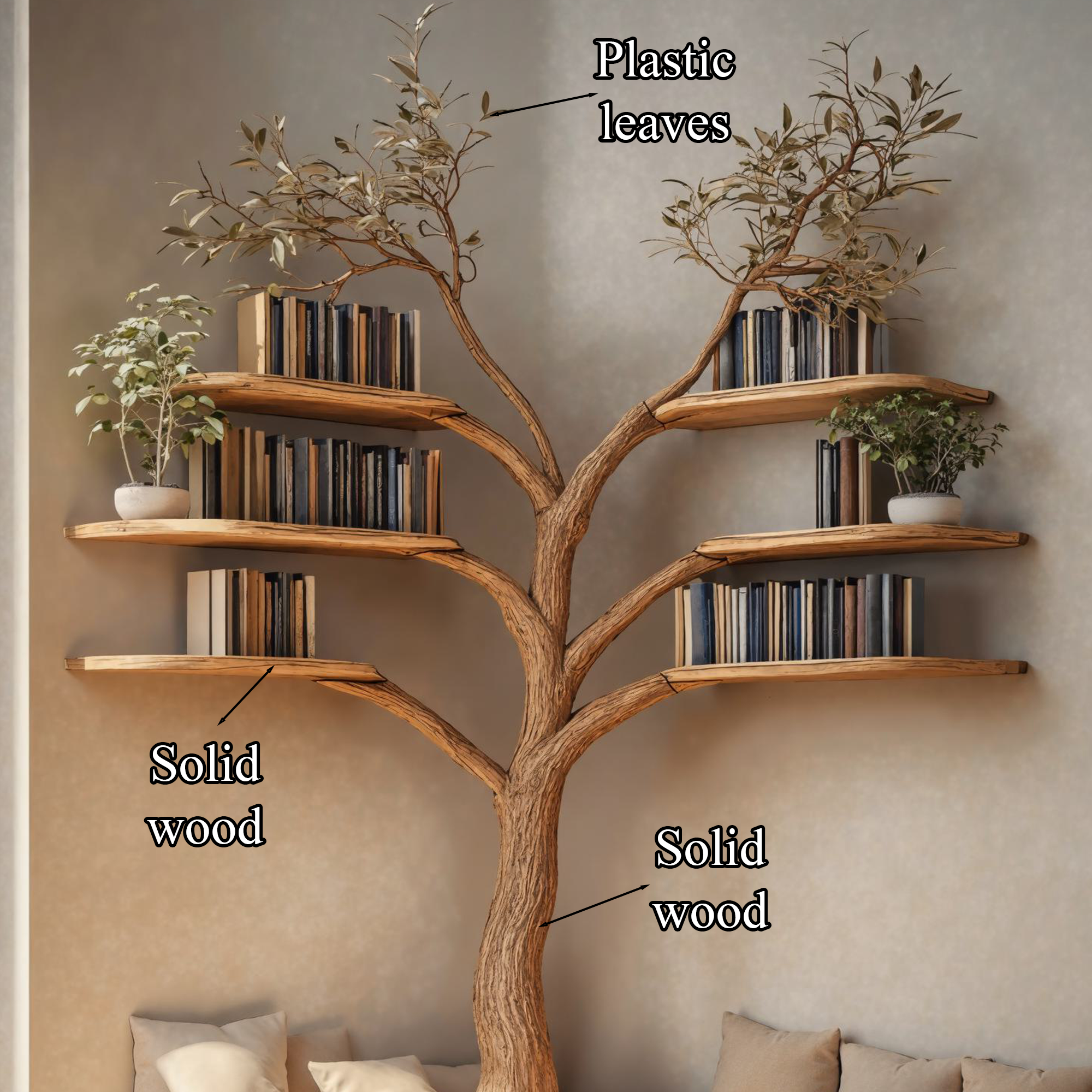 Tree Branch Floating Corner Shelf With Entryway Bench SINLTB109