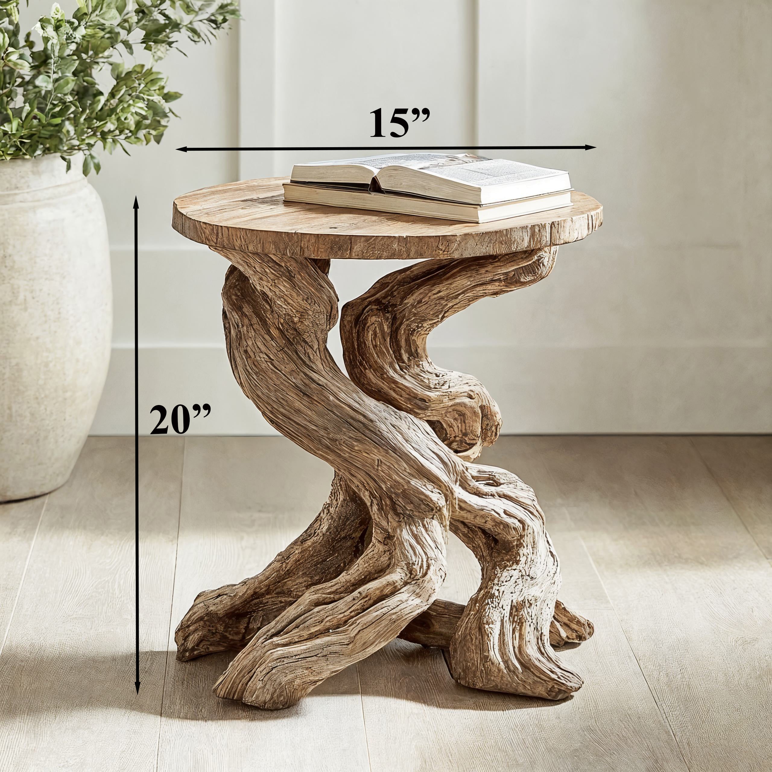 Rustic Round End Table Live Edge End Table SILDTEN007