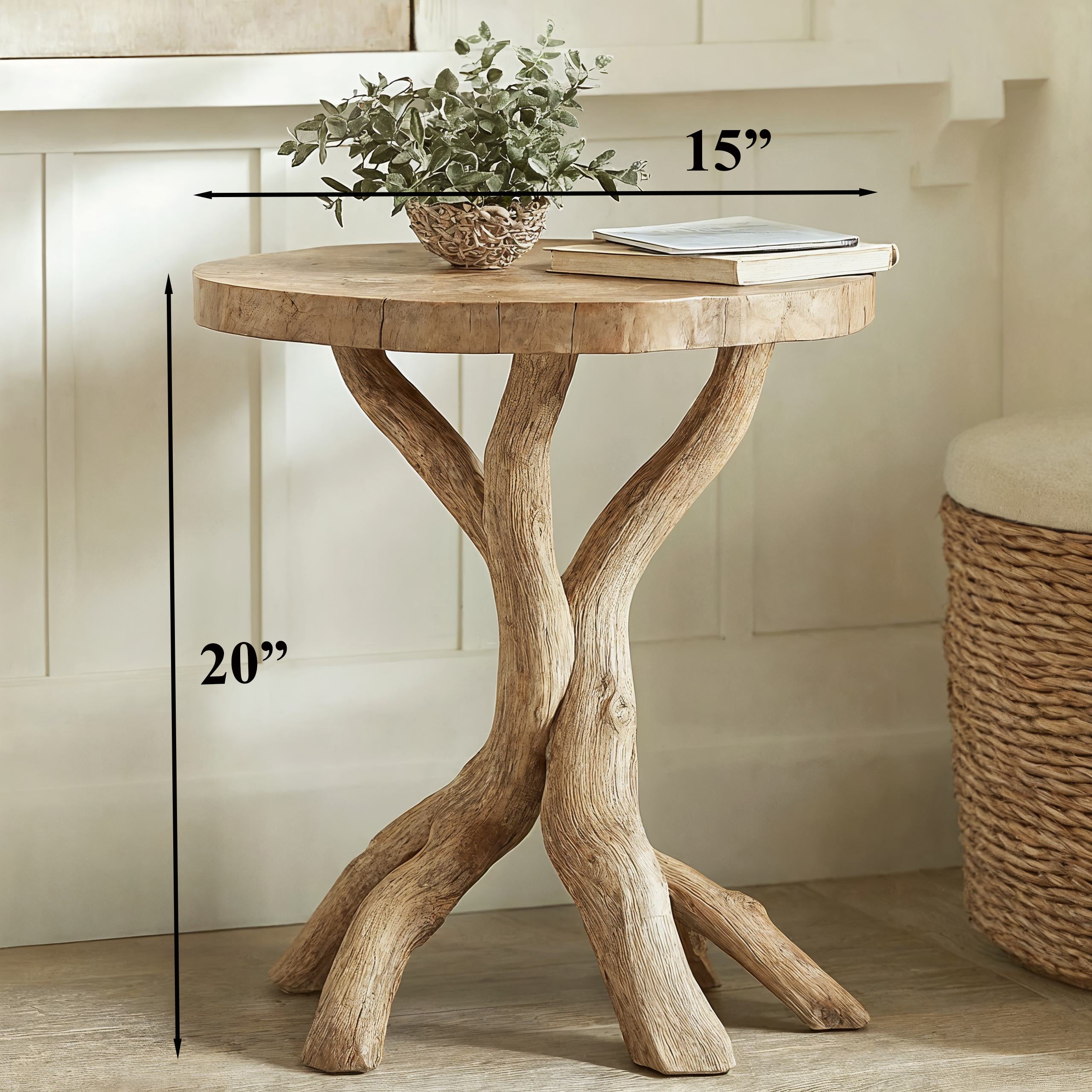 Rustic Round End Table Handcrafted End Table SILDTEN006