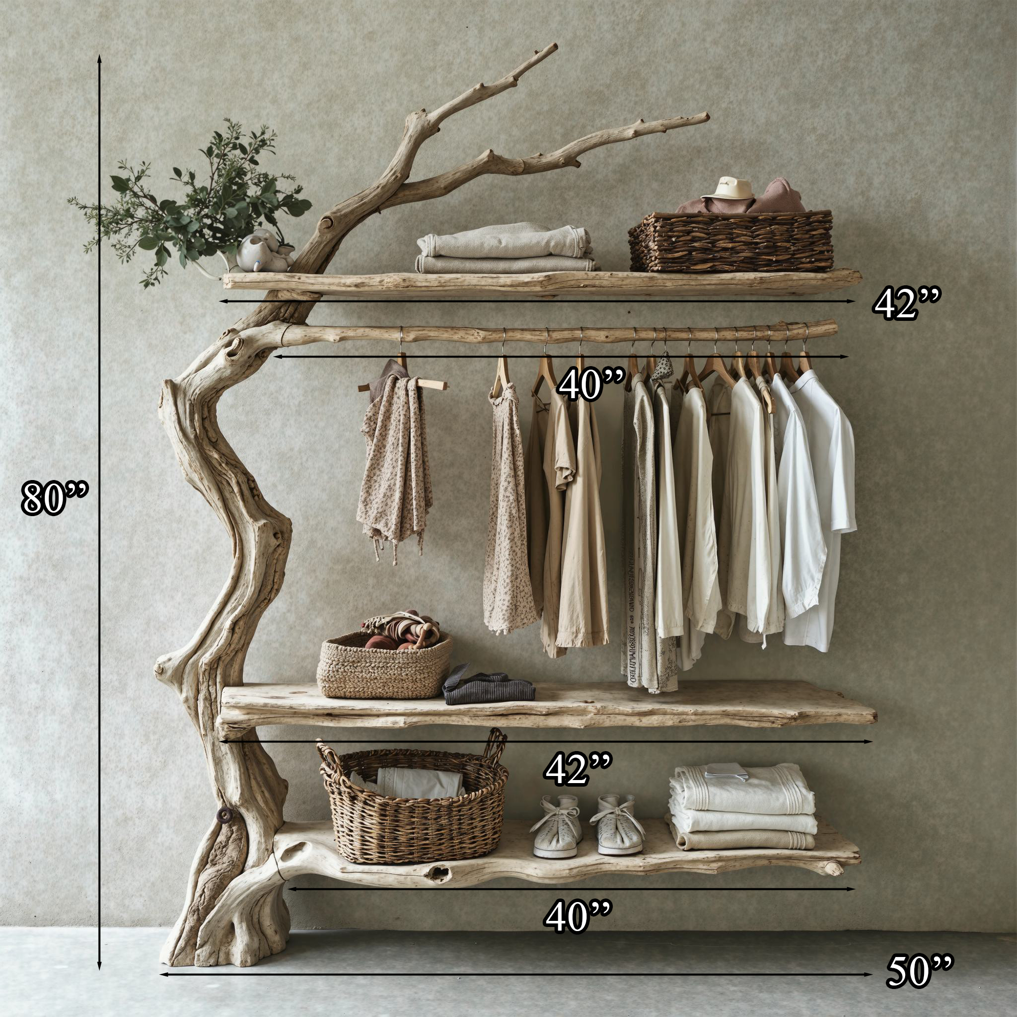 Solid Wood Tree Wall Mounted Coat Rack Tree Branches SINLTB090