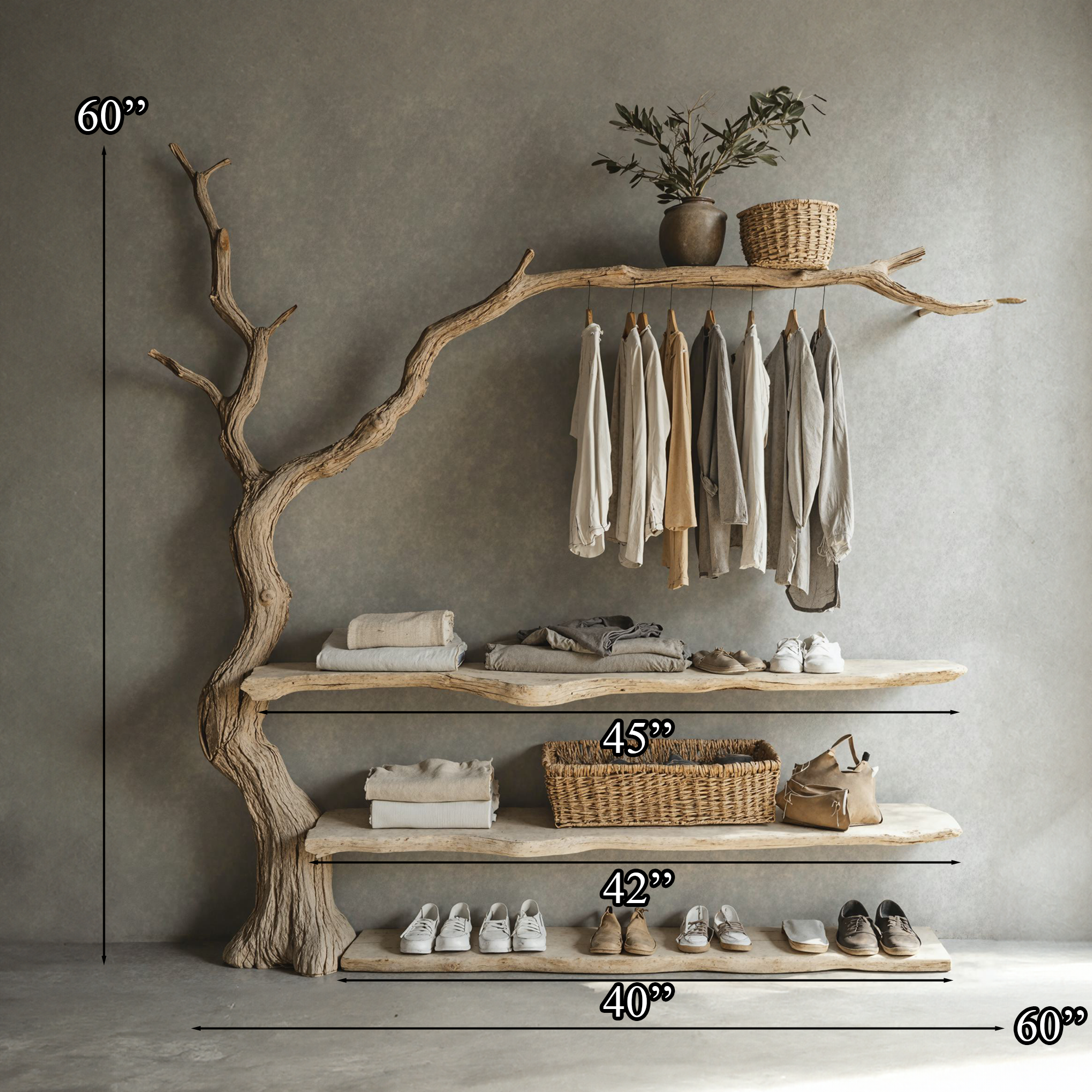 Tree Branch Standing Coat Rack Wall Mount Coat Rack Shoe Storage SINLTB104