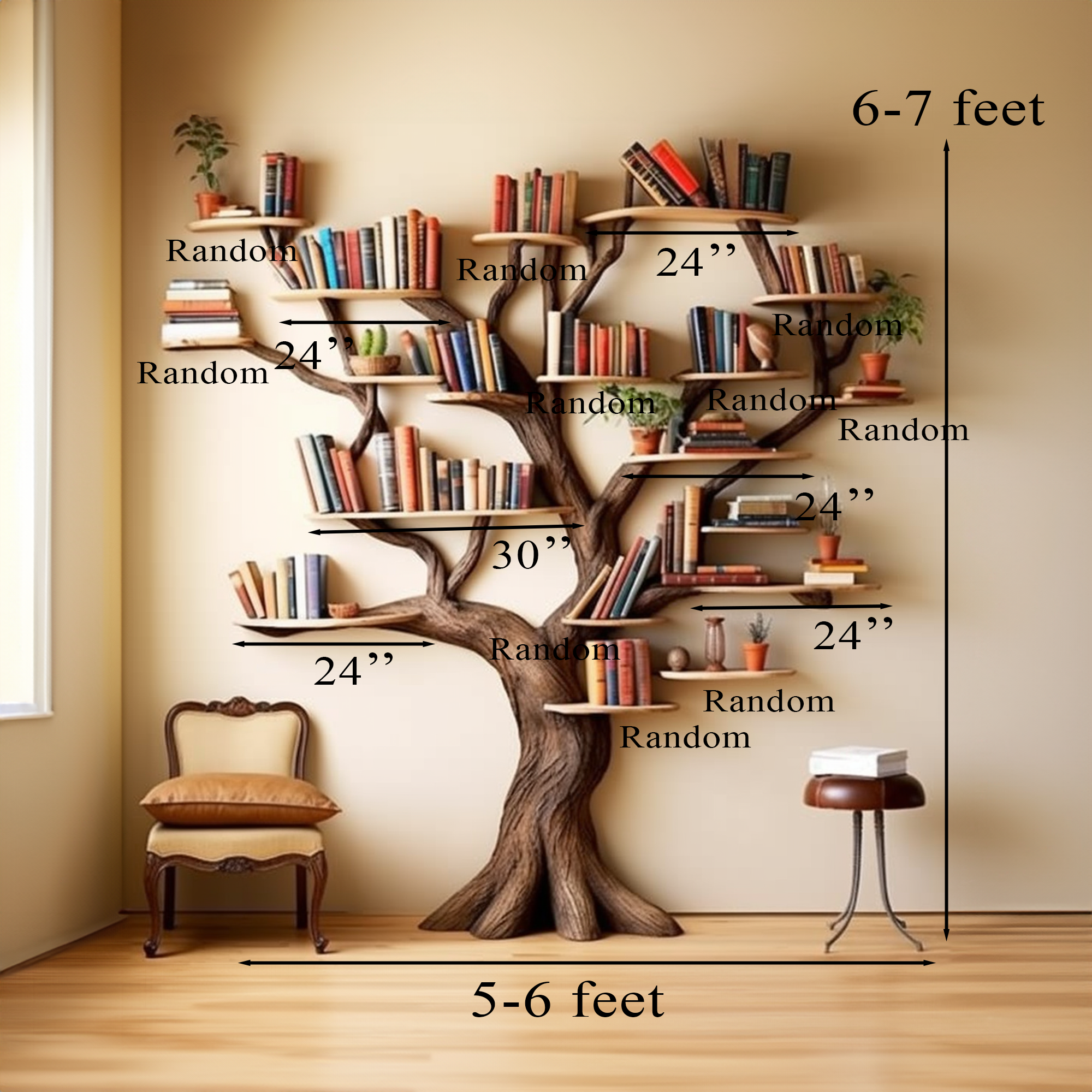 Tree Branch Floating Bookshelf Decor SINLTB054