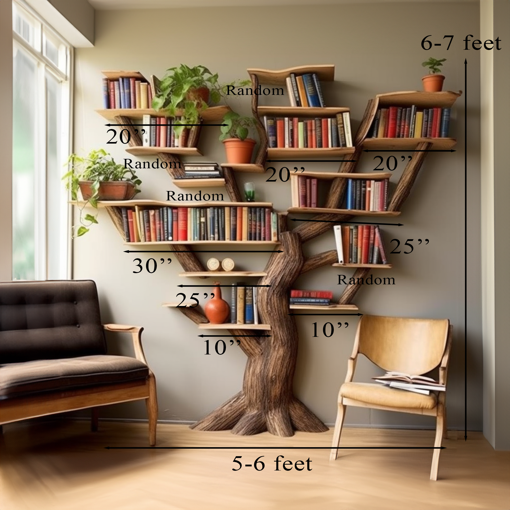 Tree Branch Standing Corner Shelf Custom Shelf SINLTB053