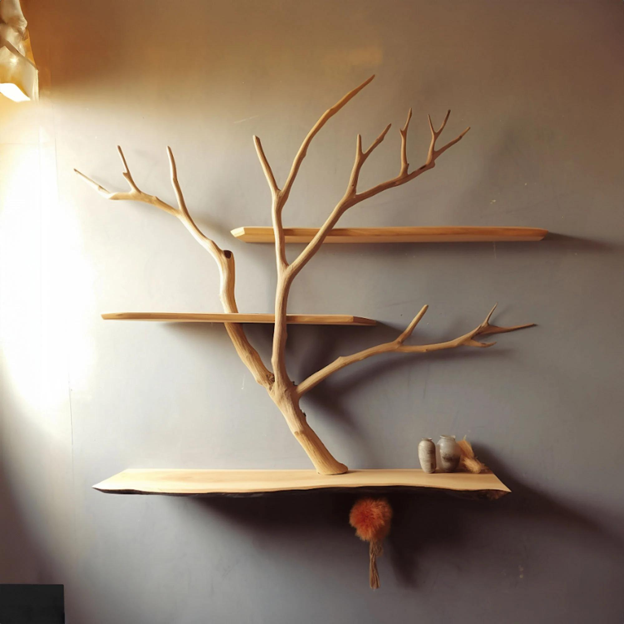 Tree Branch Floating Corner Wall Shelf SINLTB051